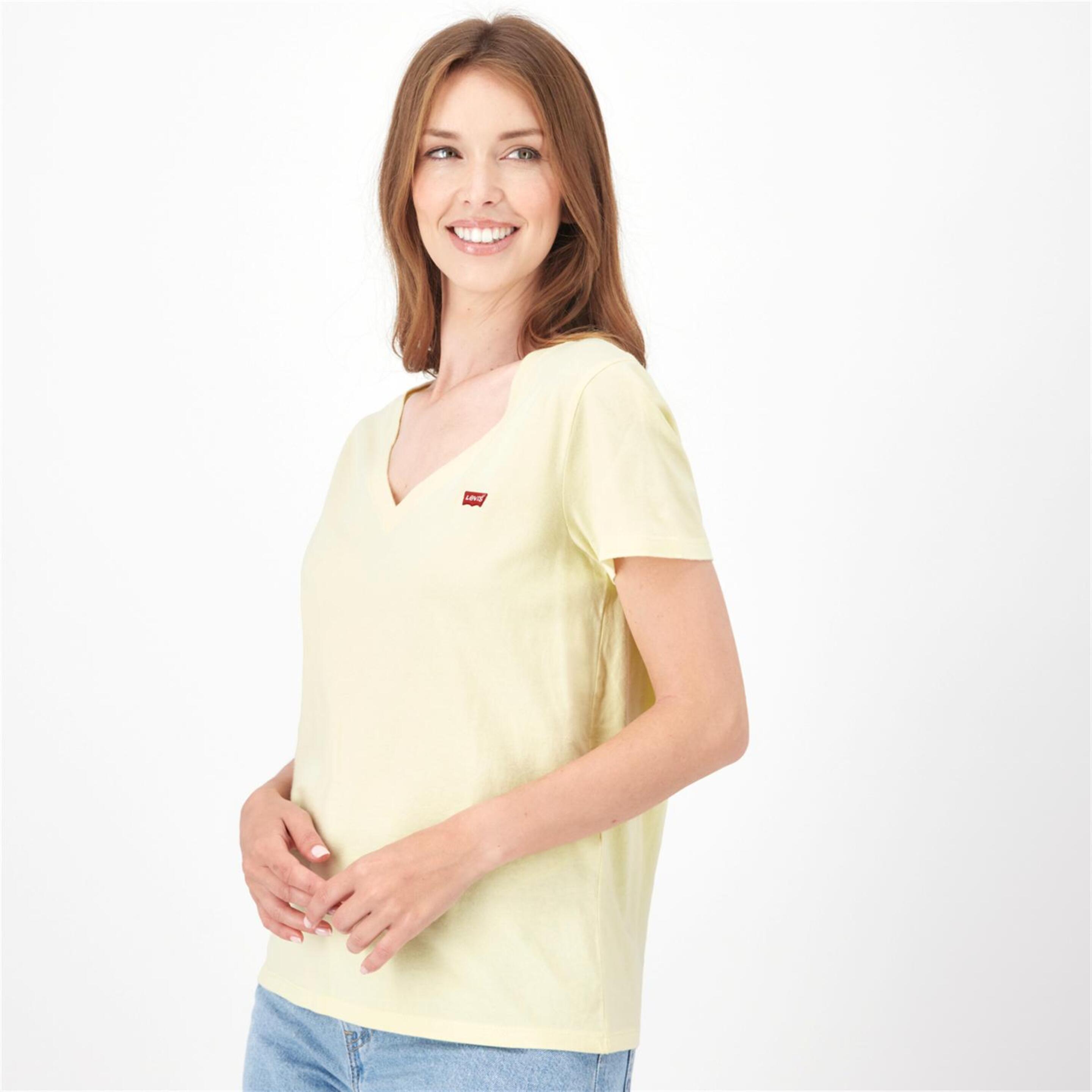 Camiseta Levi's - Amarillo - Camiseta Cuello Pico Mujer