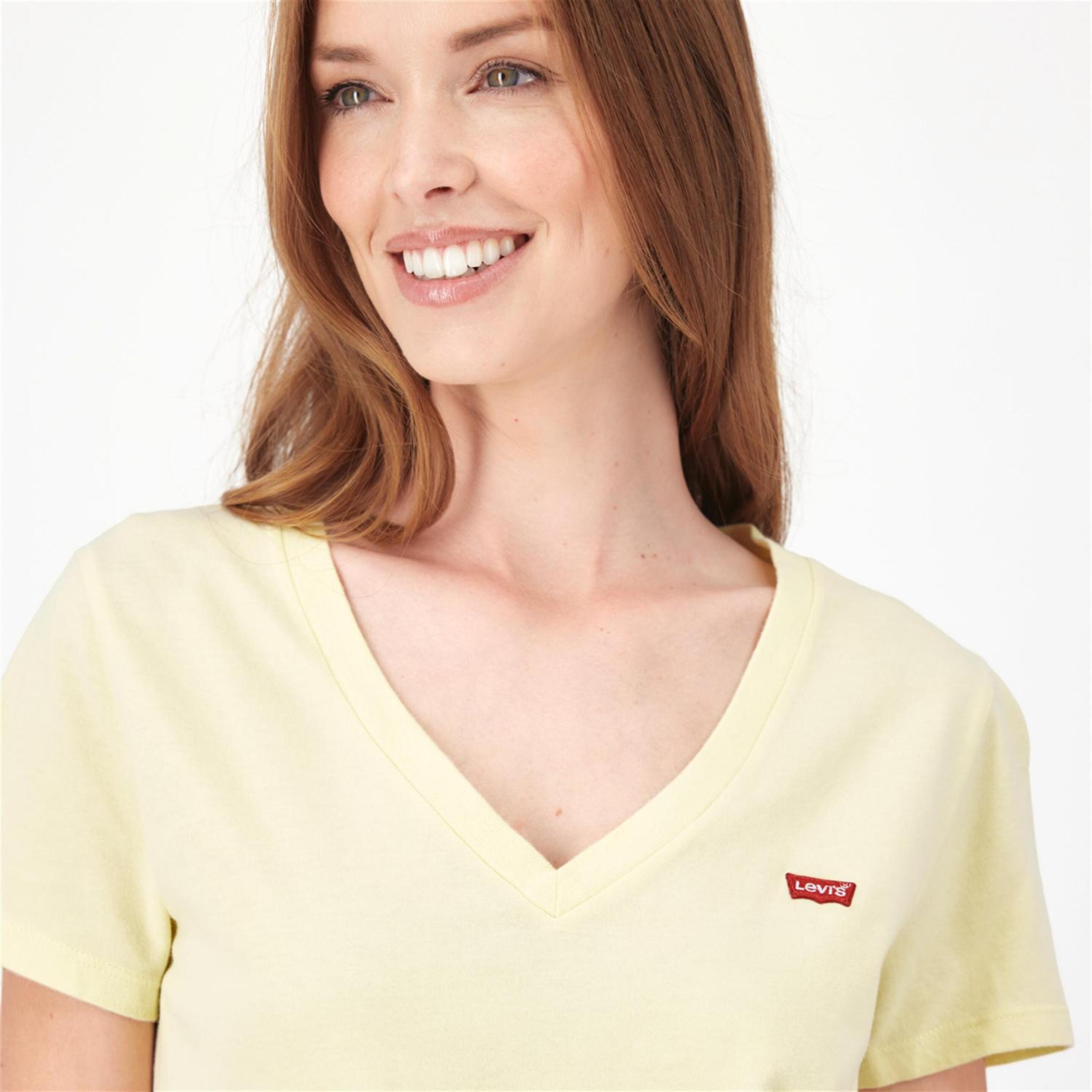 Camiseta Levi's - Amarillo - Camiseta Cuello Pico Mujer