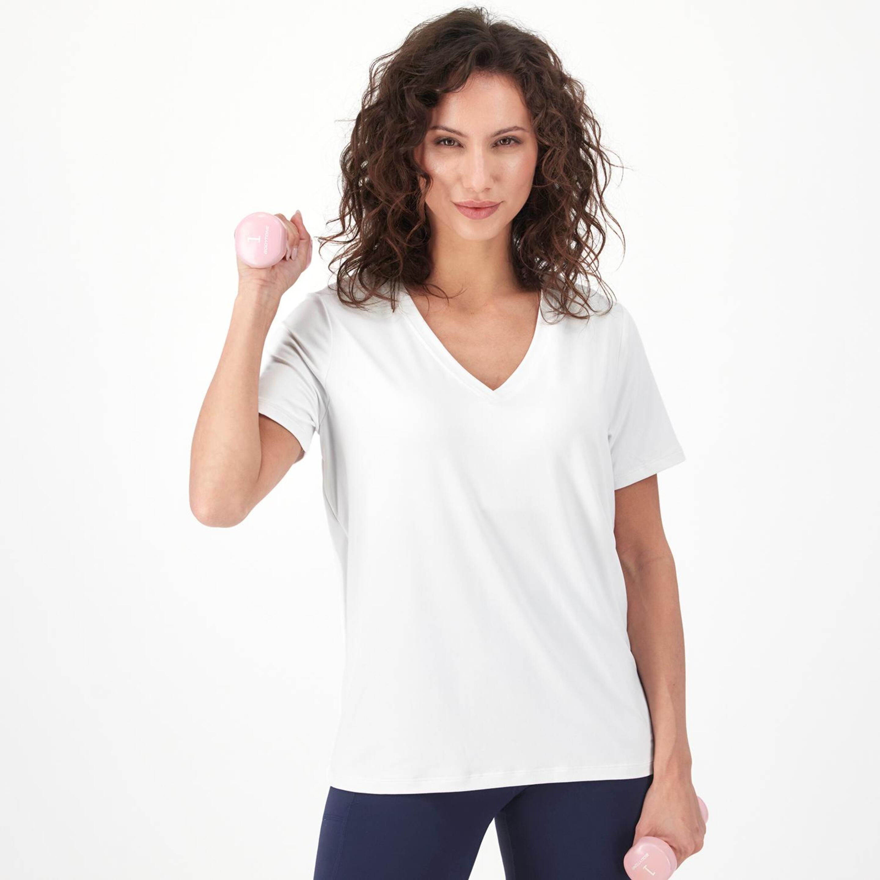 T-shirt Skechers - blanco - T-shirt Decote V Mulher