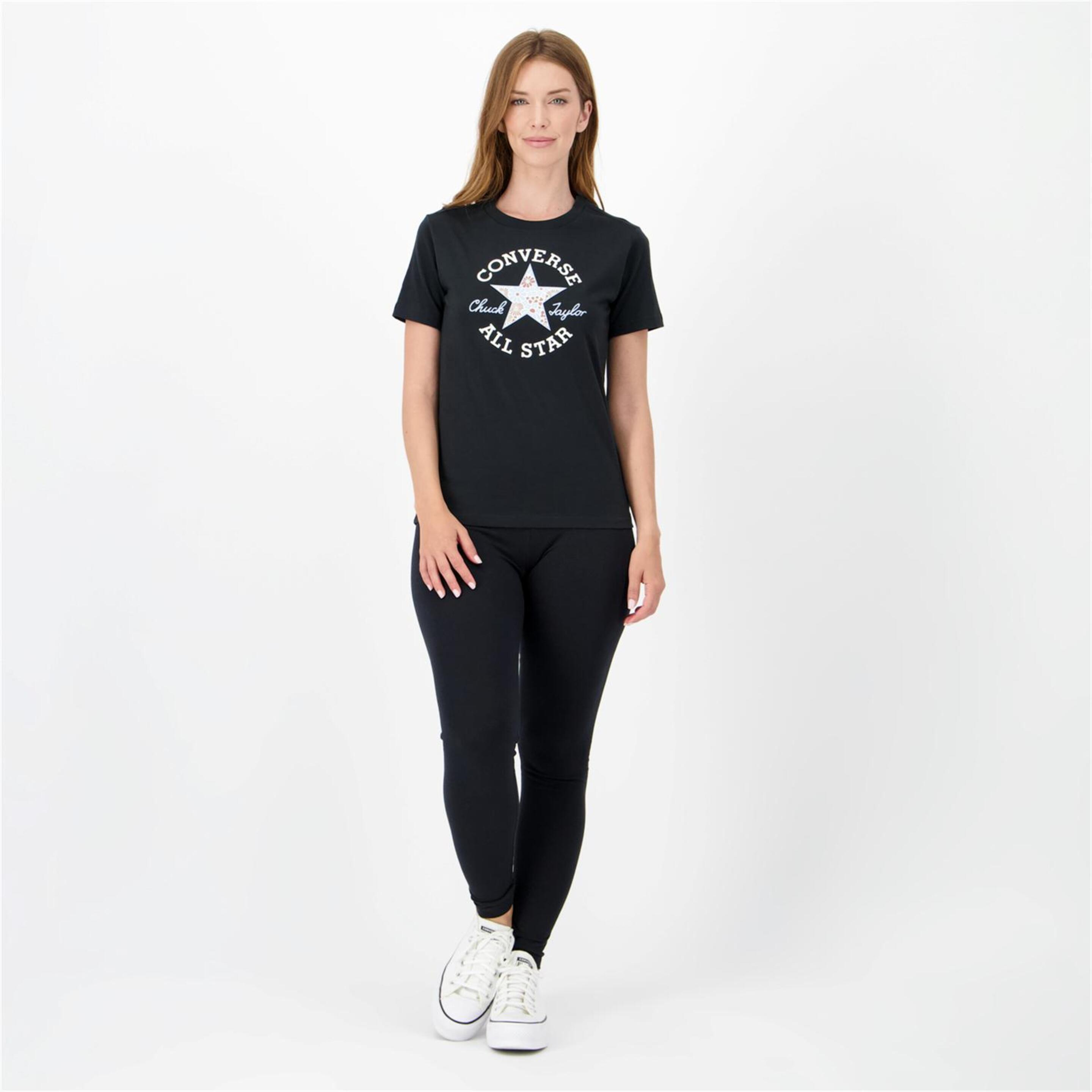 Converse Flower Star - Negro - Camiseta Mujer