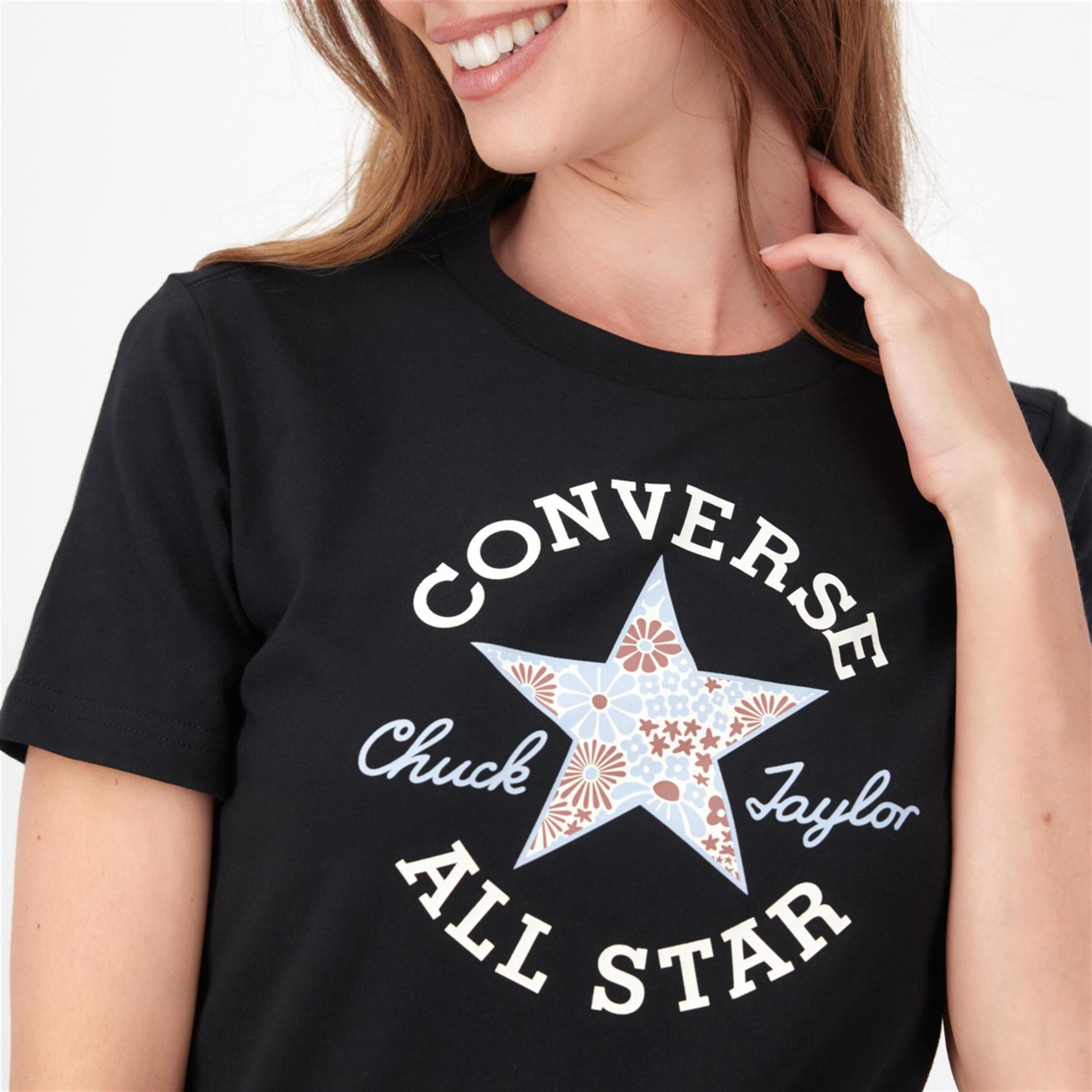 Converse Flower Star - Negro - Camiseta Mujer