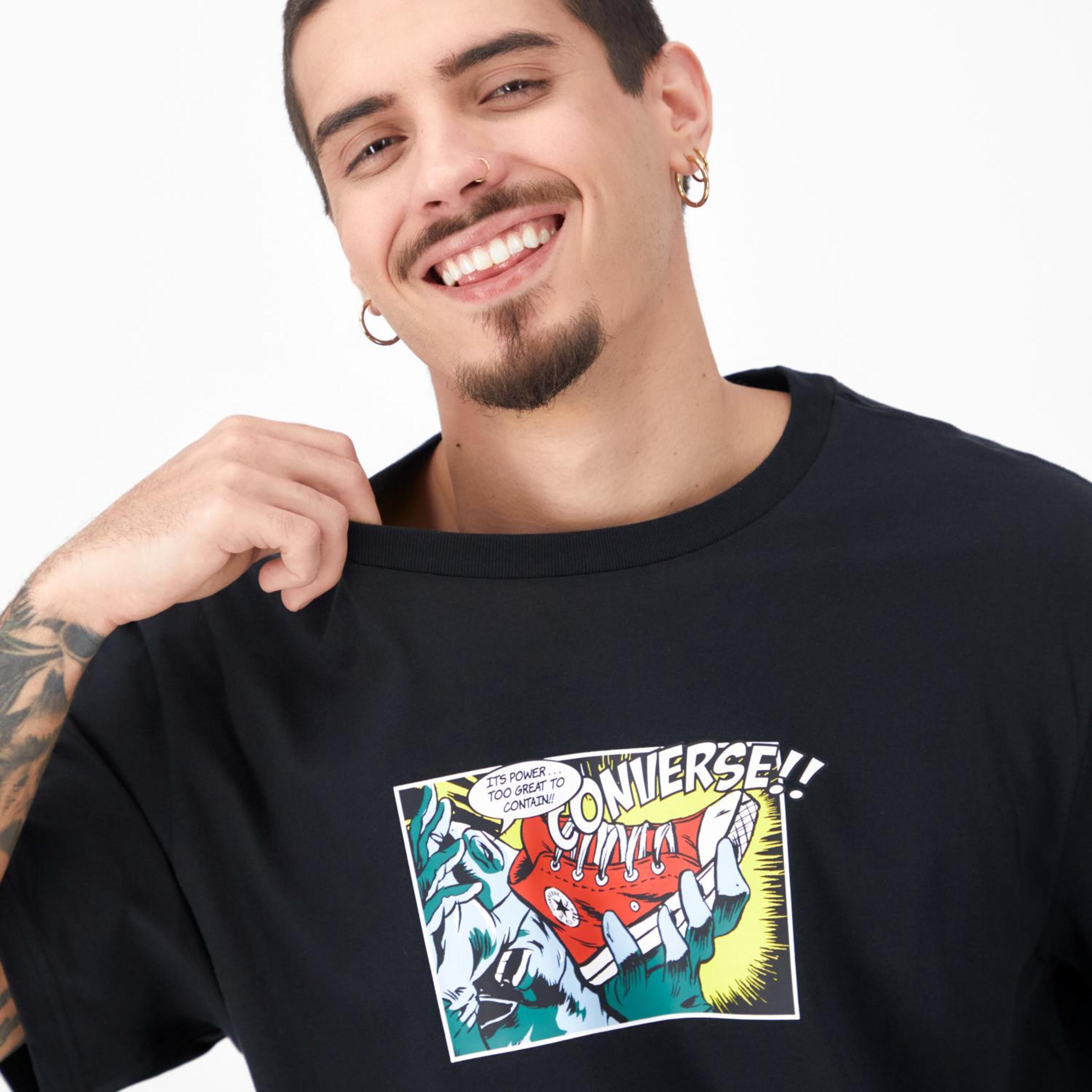 Converse Comic - Negro - Camiseta Oversize Hombre