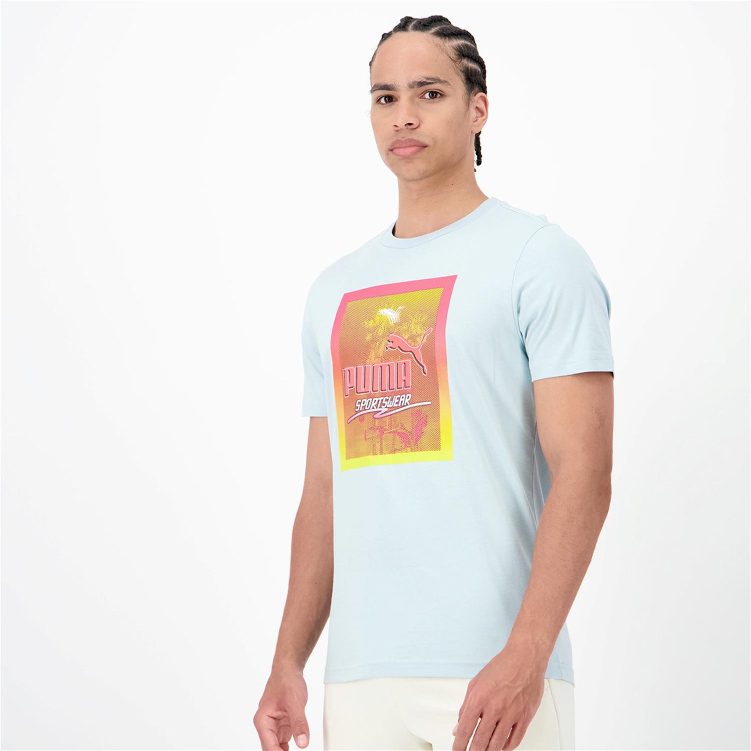 Puma Graphics - Turquesa - Camiseta Hombre