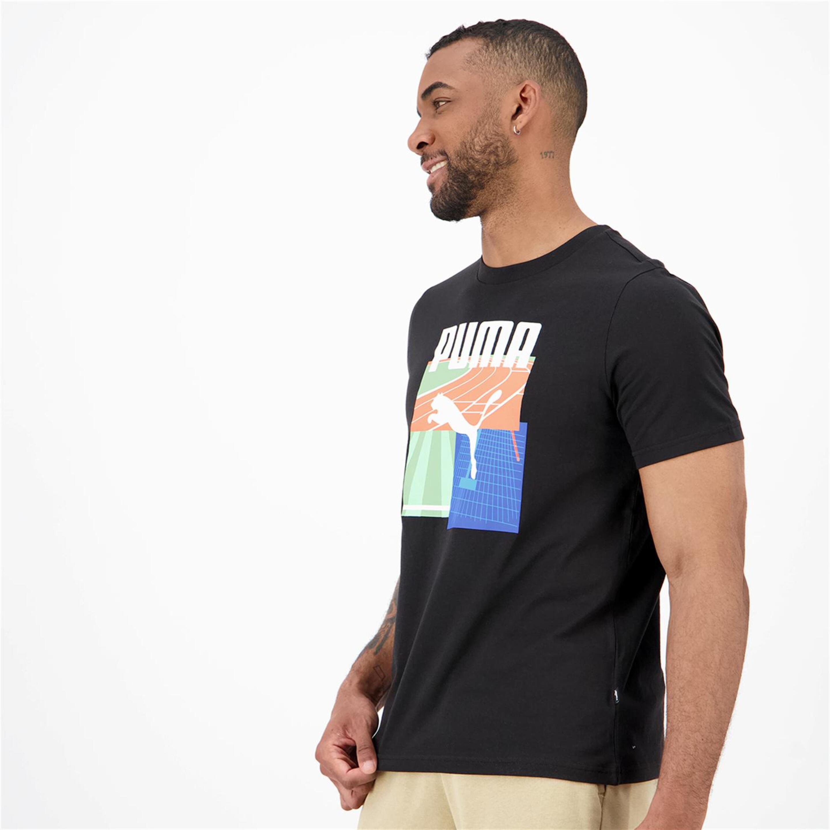 Puma Essential Graphic - Negro - Camiseta Hombre