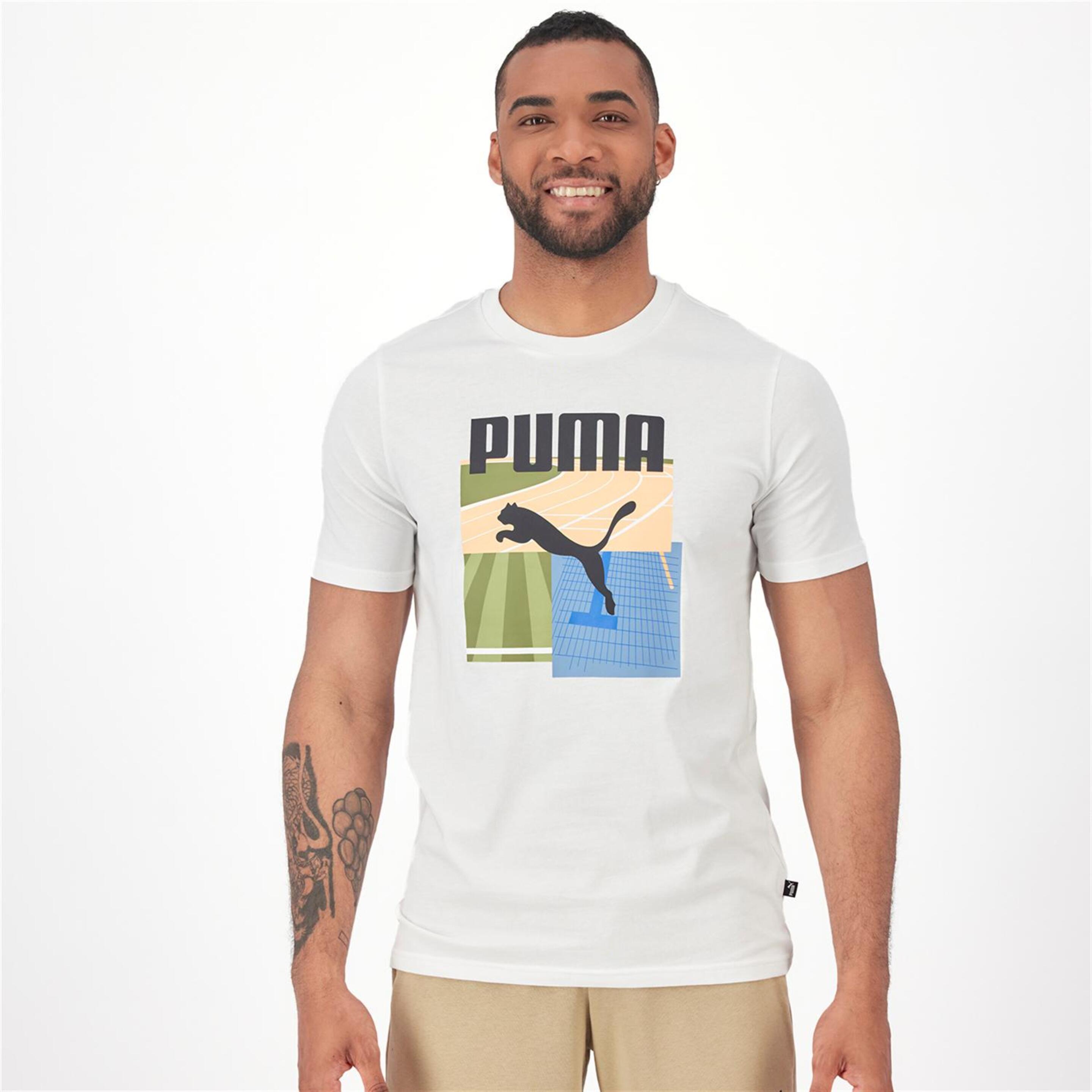 Puma Essential Graphic - blanco - Camiseta Hombre