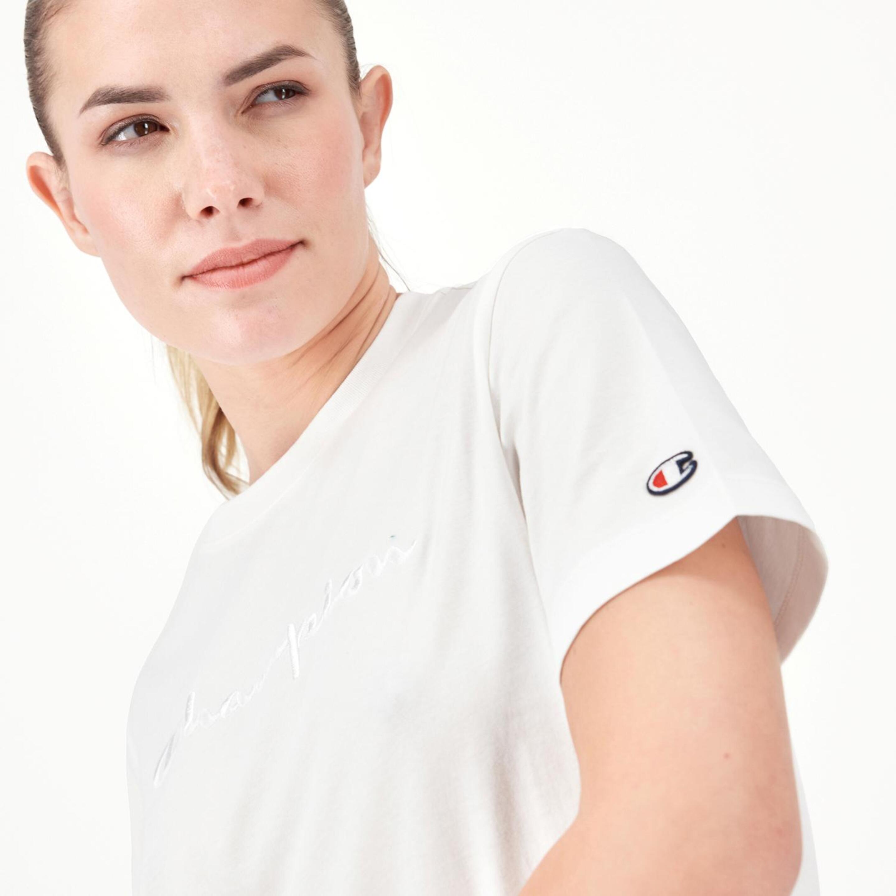 Champion Relaxed Big Logo - Blanco - Camiseta Mujer