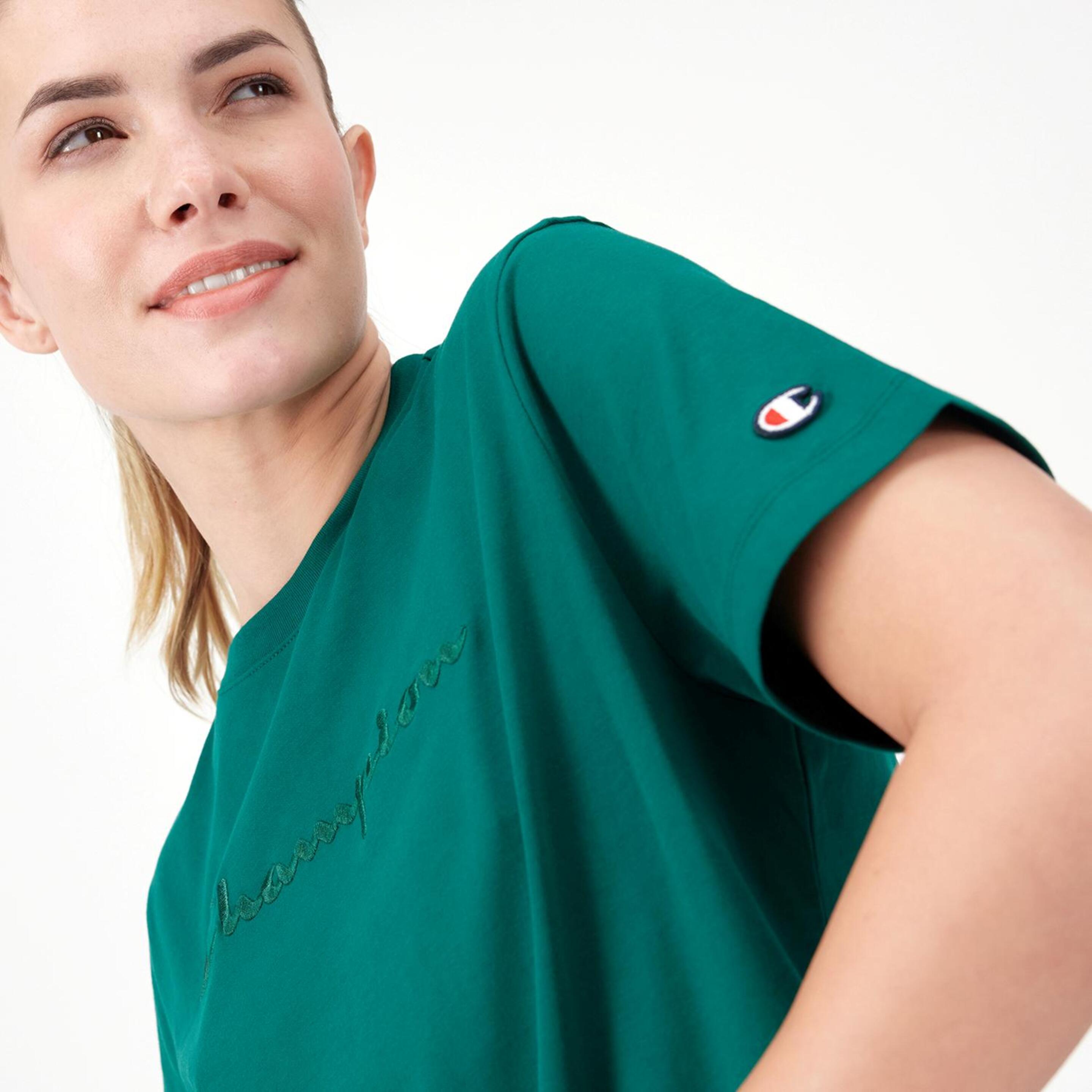 Champion Relaxed Big Logo - Verde - Camiseta Mujer