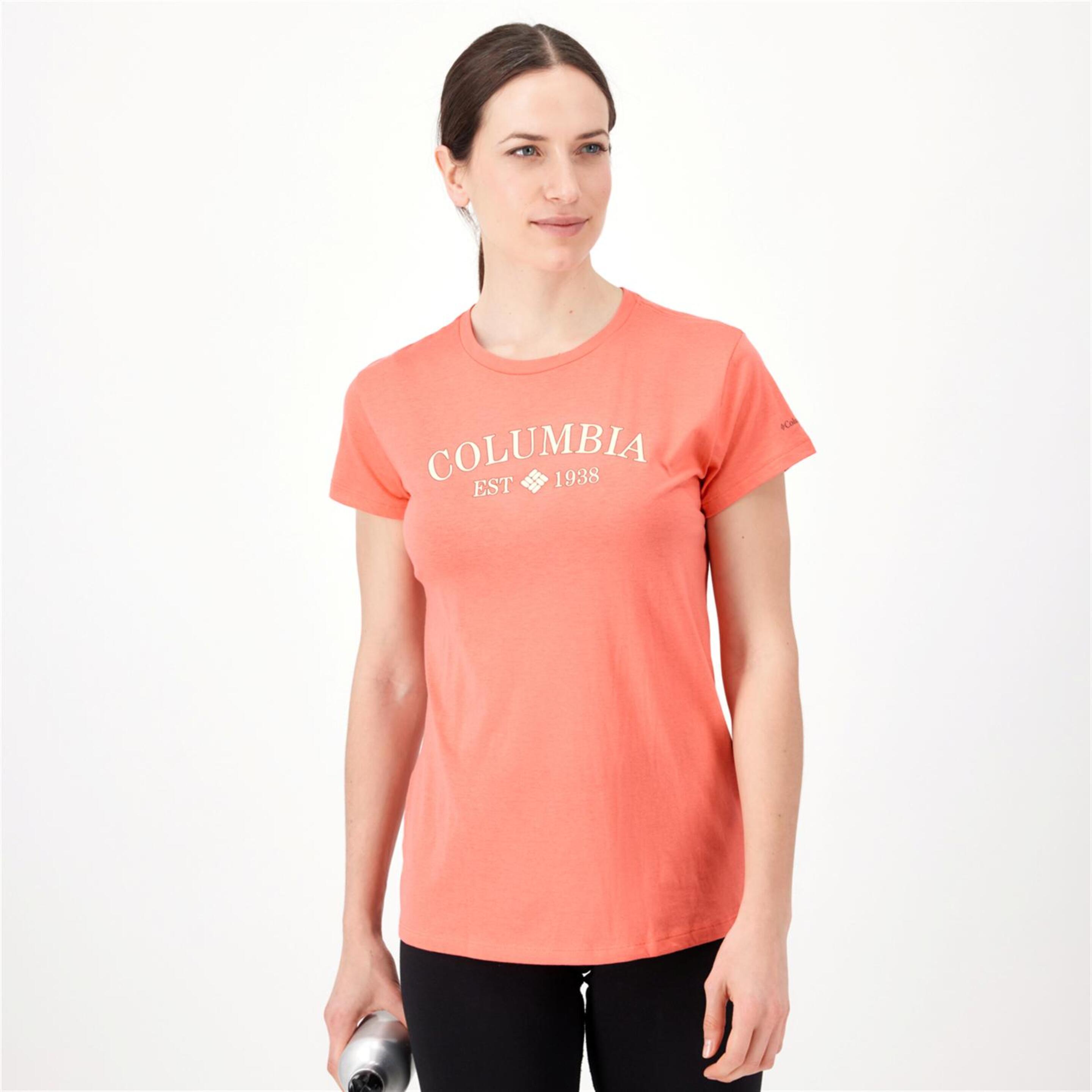 Columbia Trek Ss Graphic - Coral - Camiseta Montaña Mujer