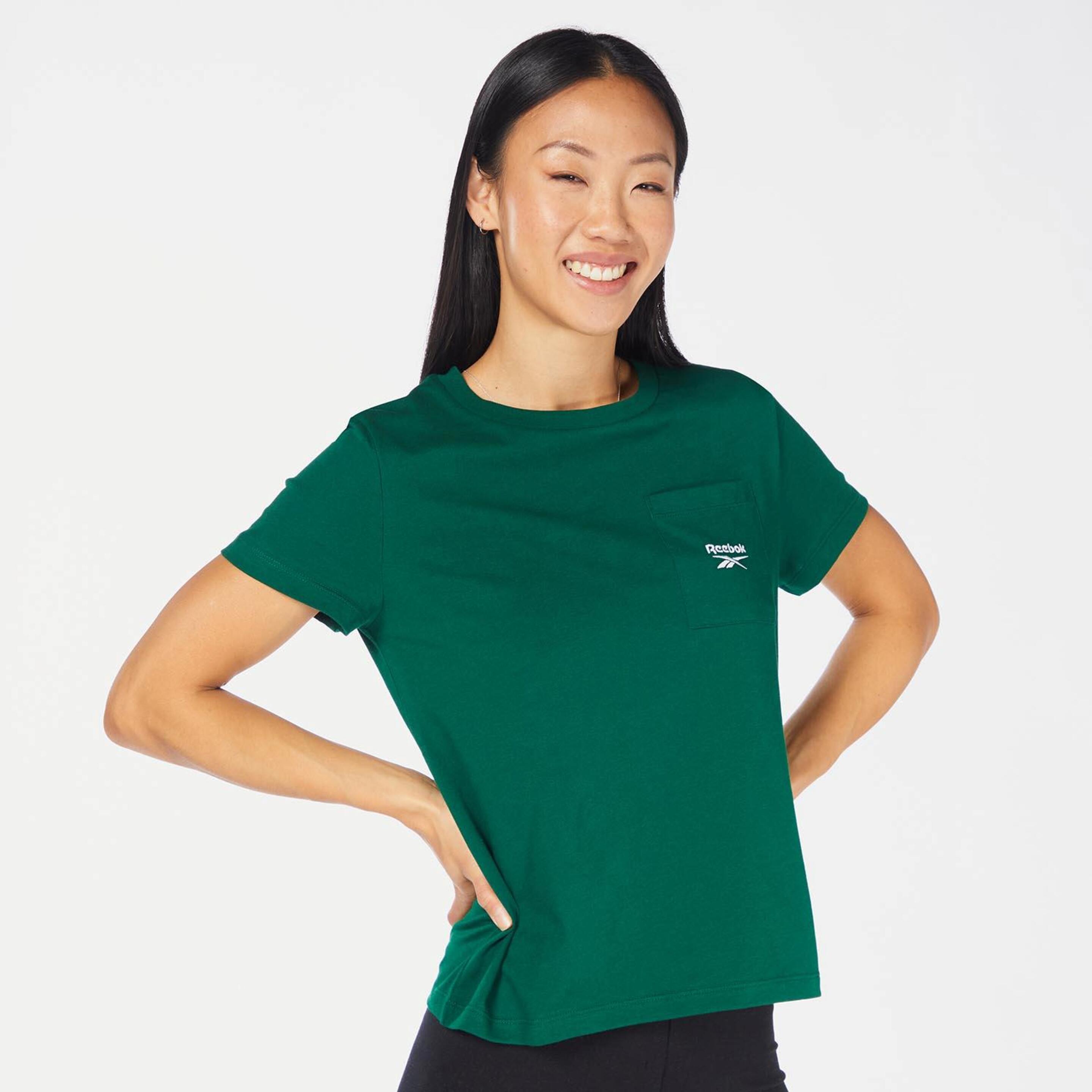 Reebok Logo - verde - T-shirt Mulher