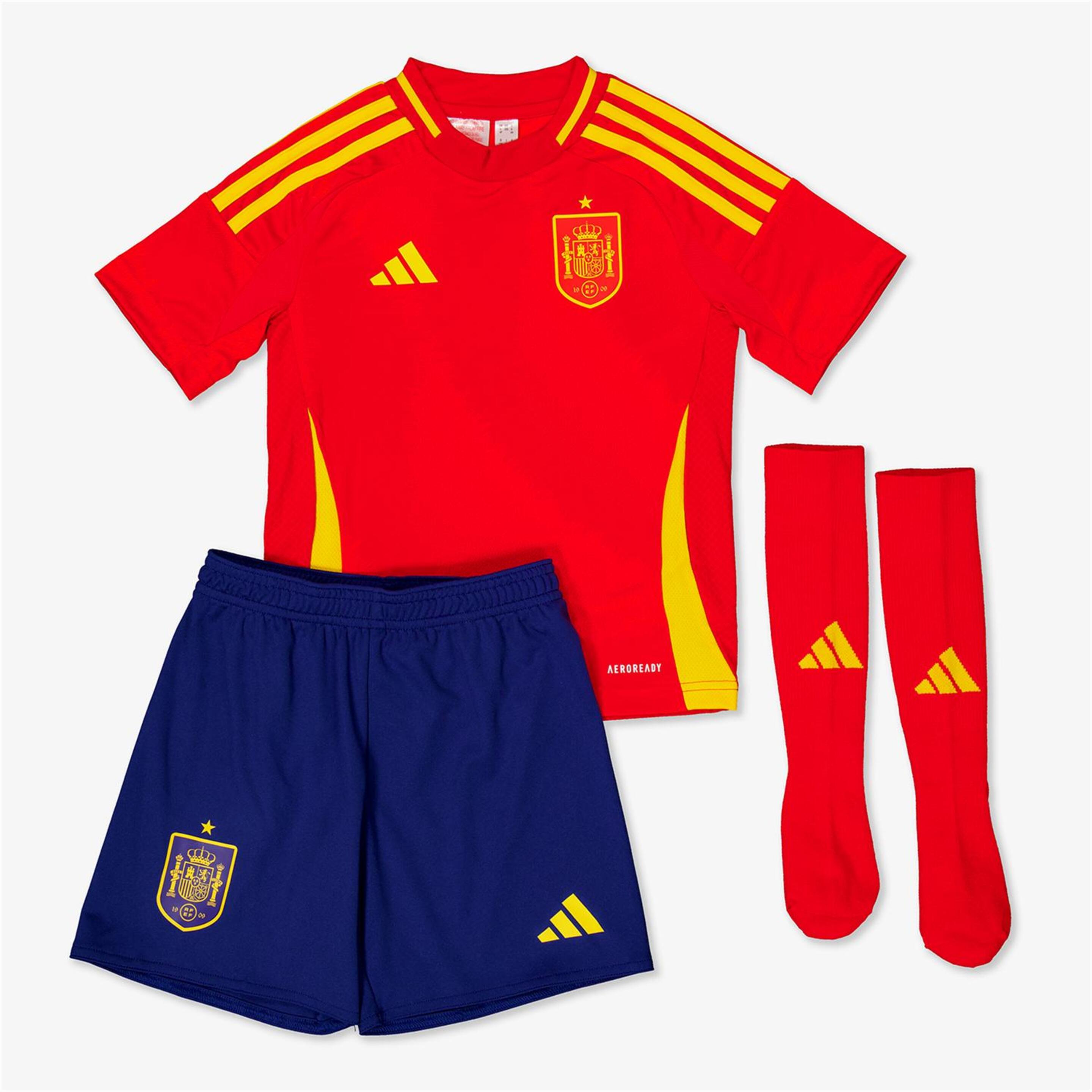 Conjunto Espanha 1º Equip. 2024 - rojo - Futebol Criança