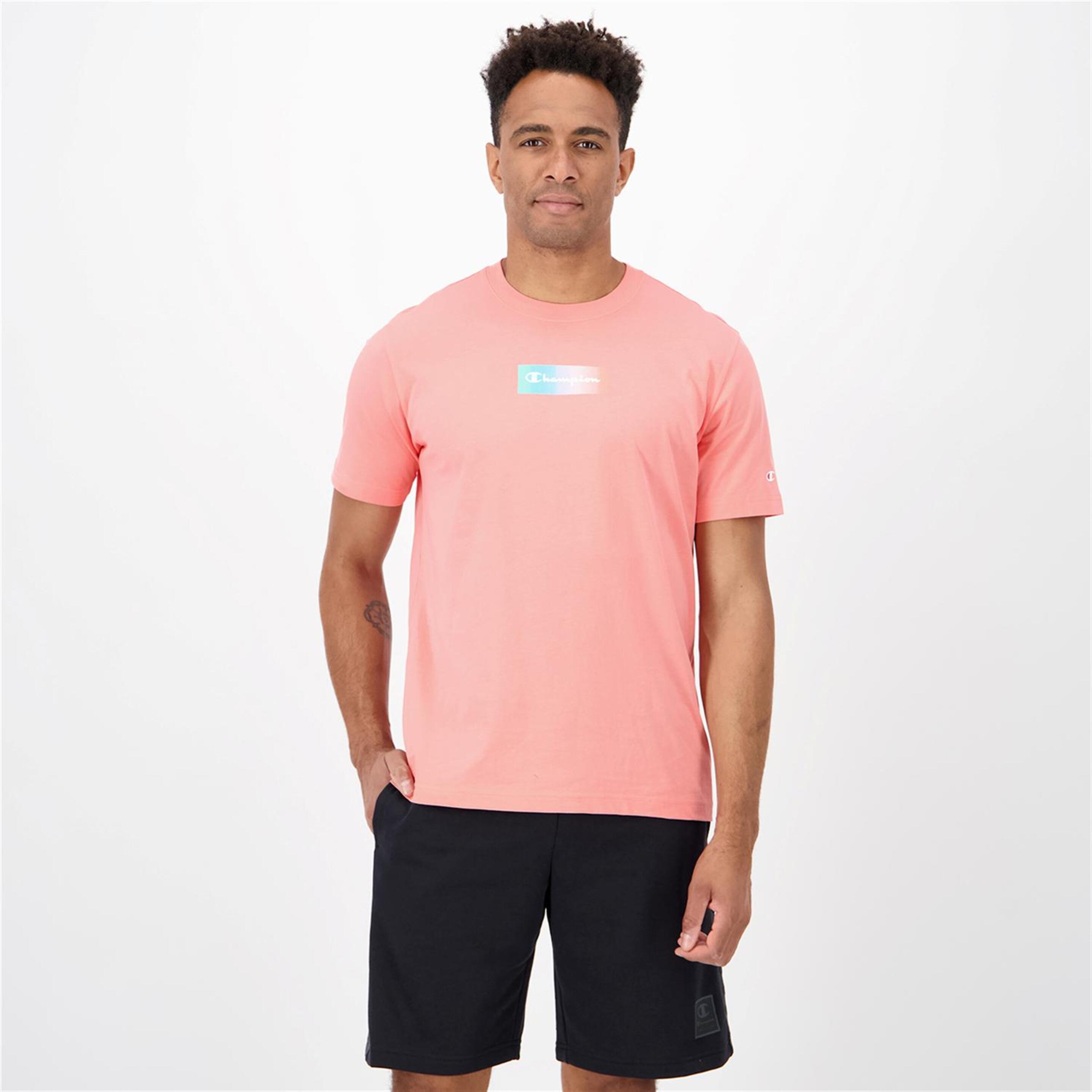 Champion Box Logo - Coral - Camiseta Hombre
