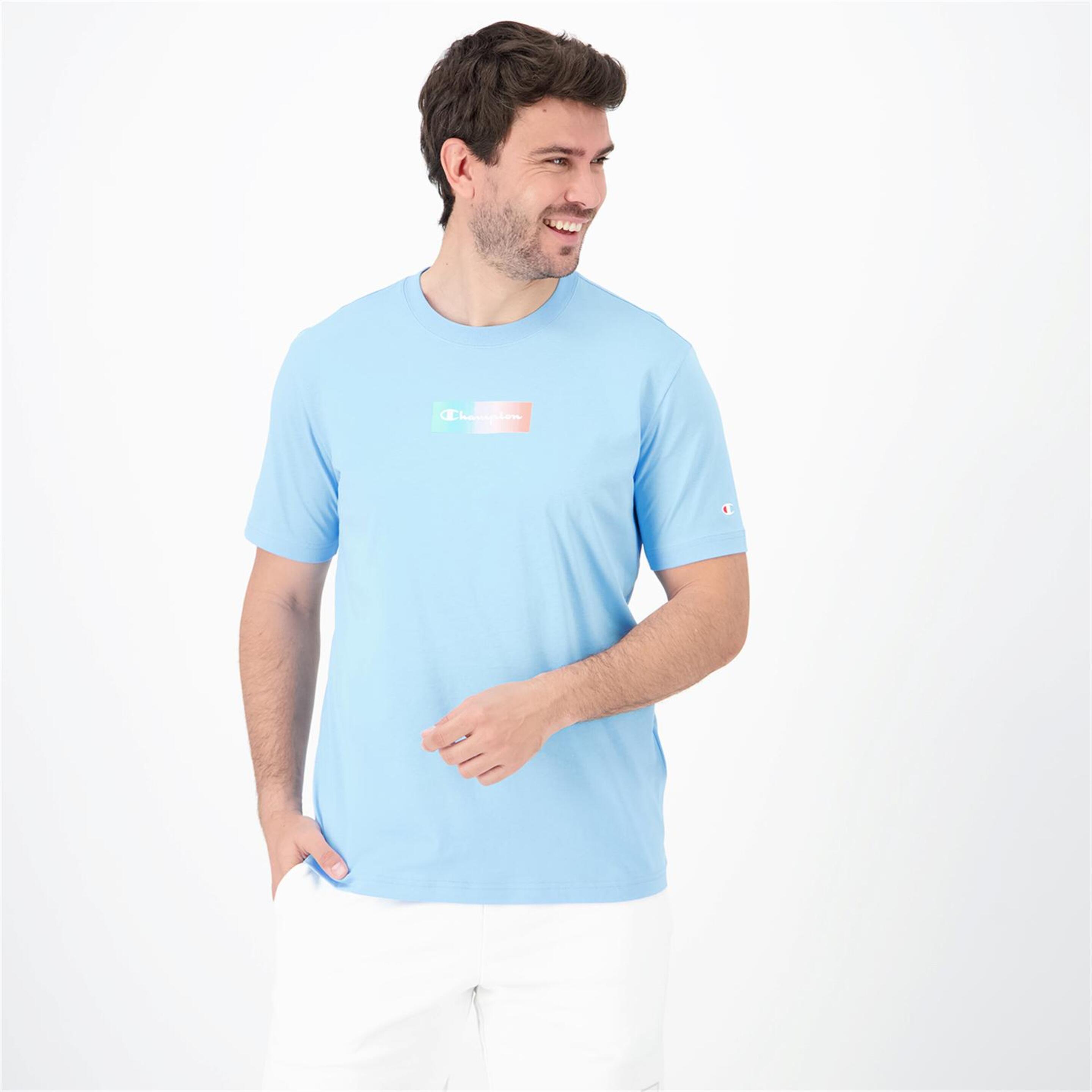 Champion Box Logo - azul - Camiseta Hombre