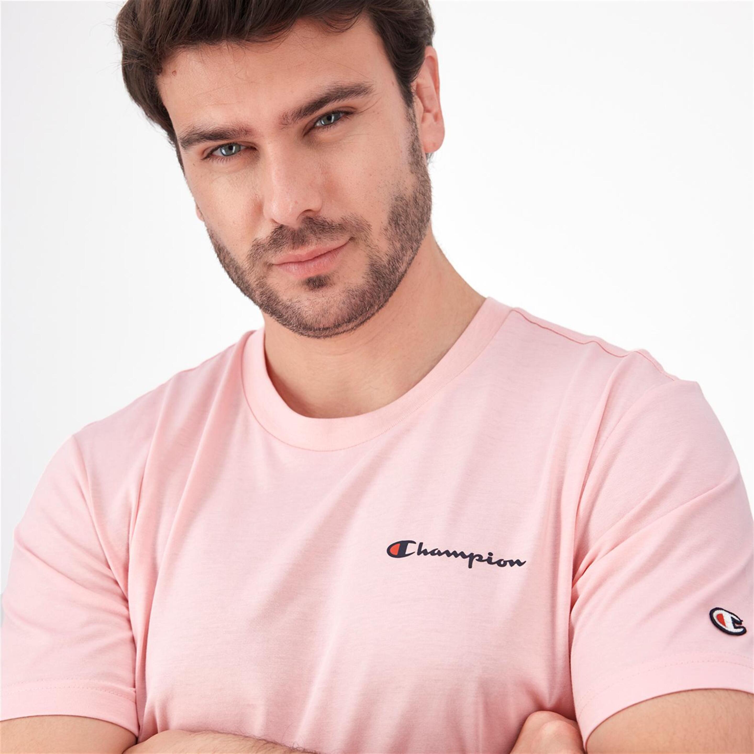 Champion Small Logo - Rosa - Camiseta Hombre