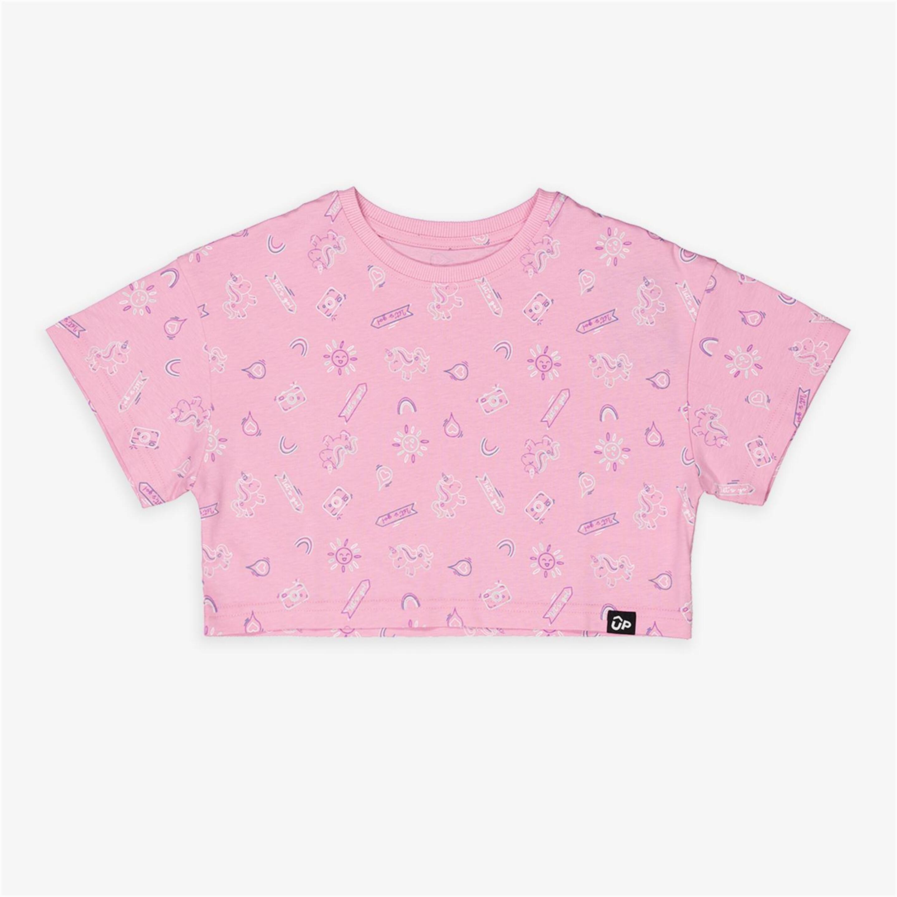 Up Basic - rosa - Camiseta Crop Top Niña