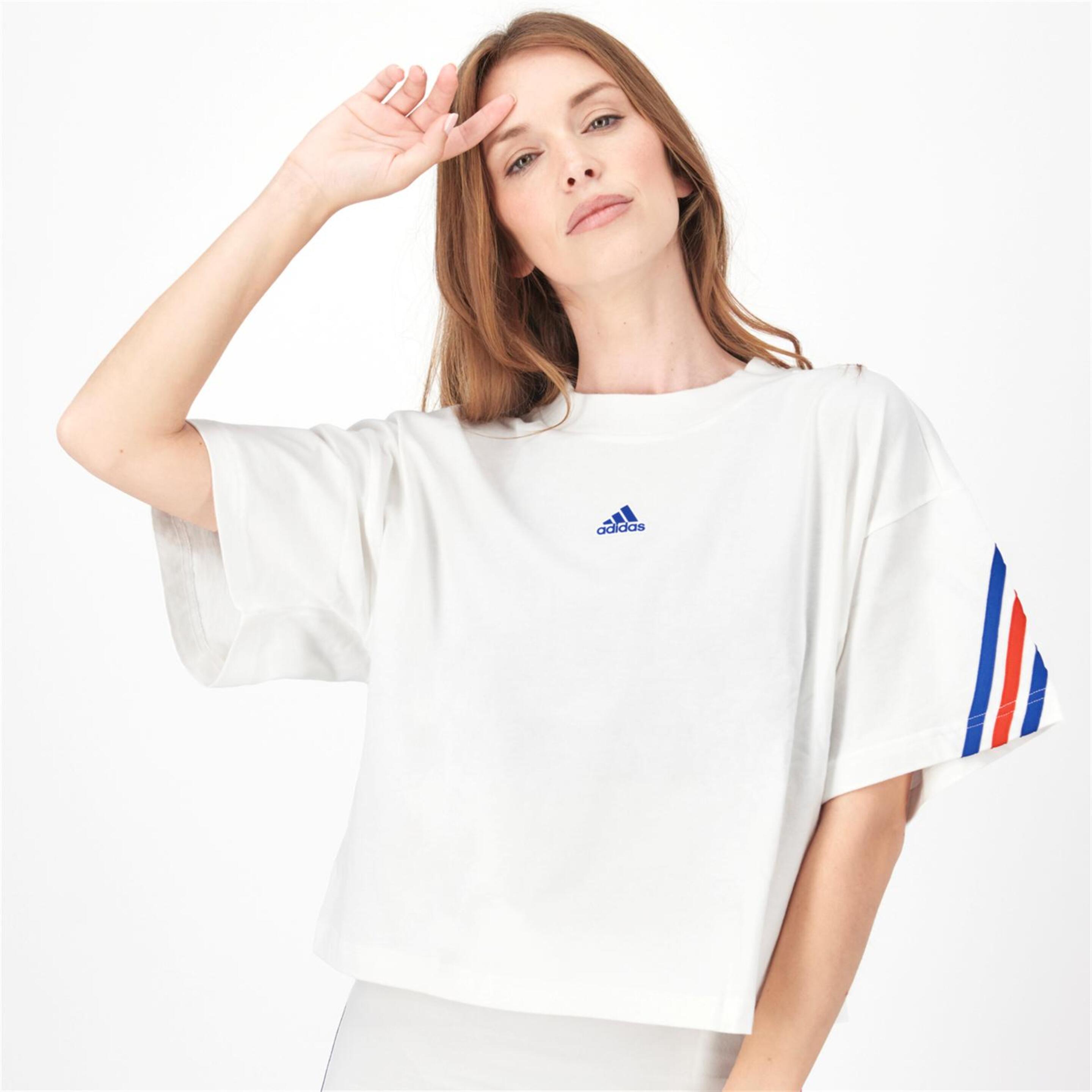 adidas 3 Stripes - blanco - Camiseta Boxy Mujer
