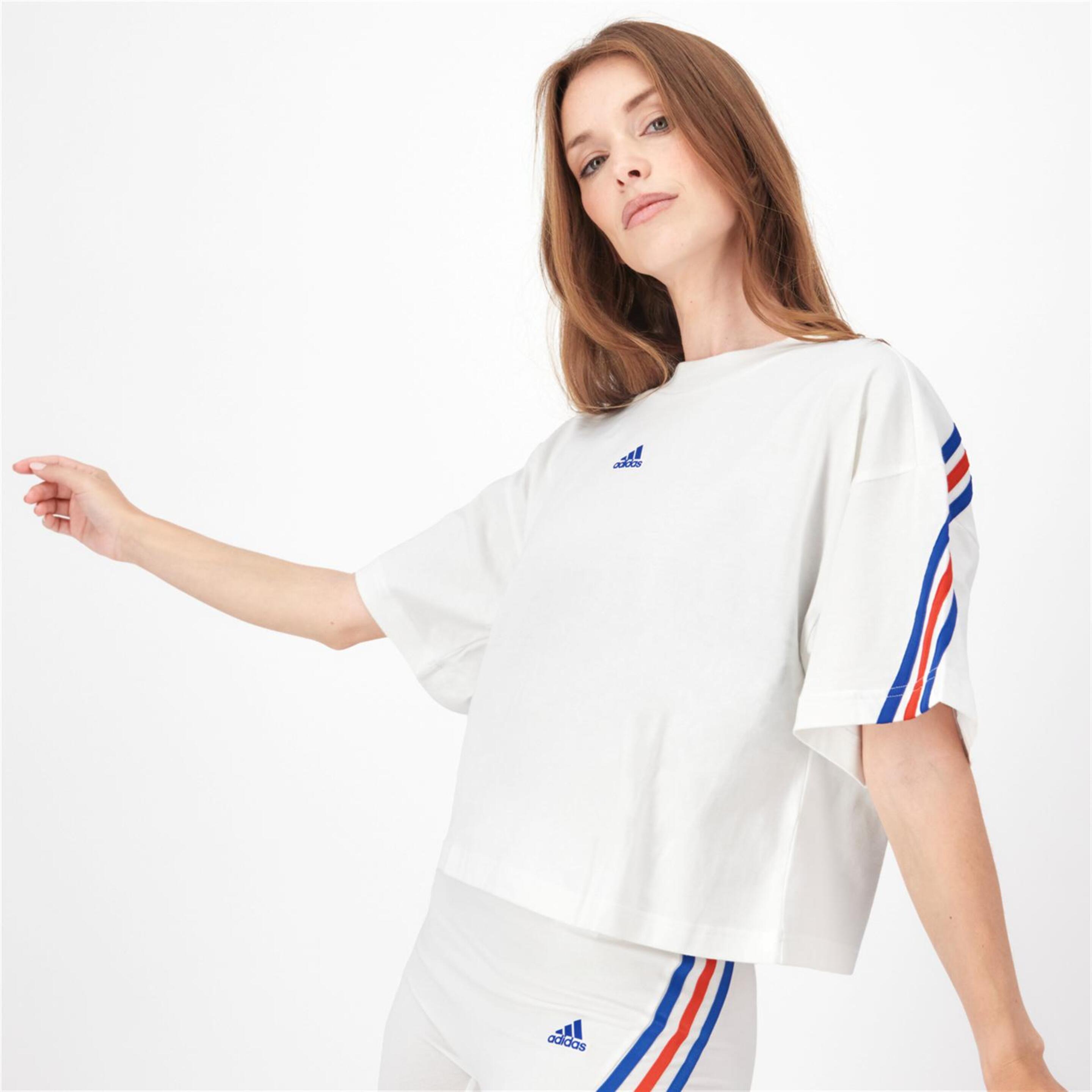 adidas 3 Stripes - Blanco - Camiseta Mujer