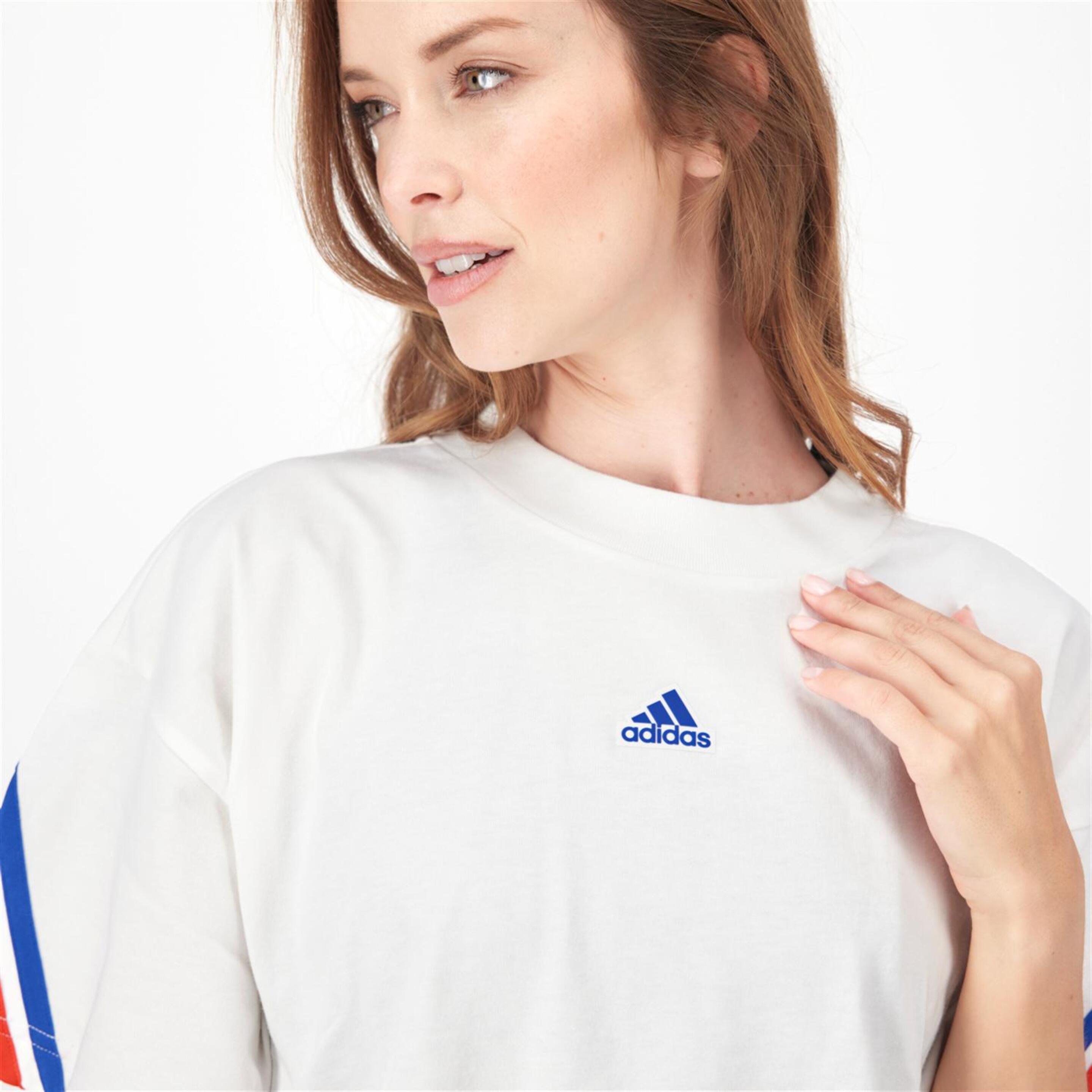 adidas 3 Stripes - Blanco - Camiseta Mujer