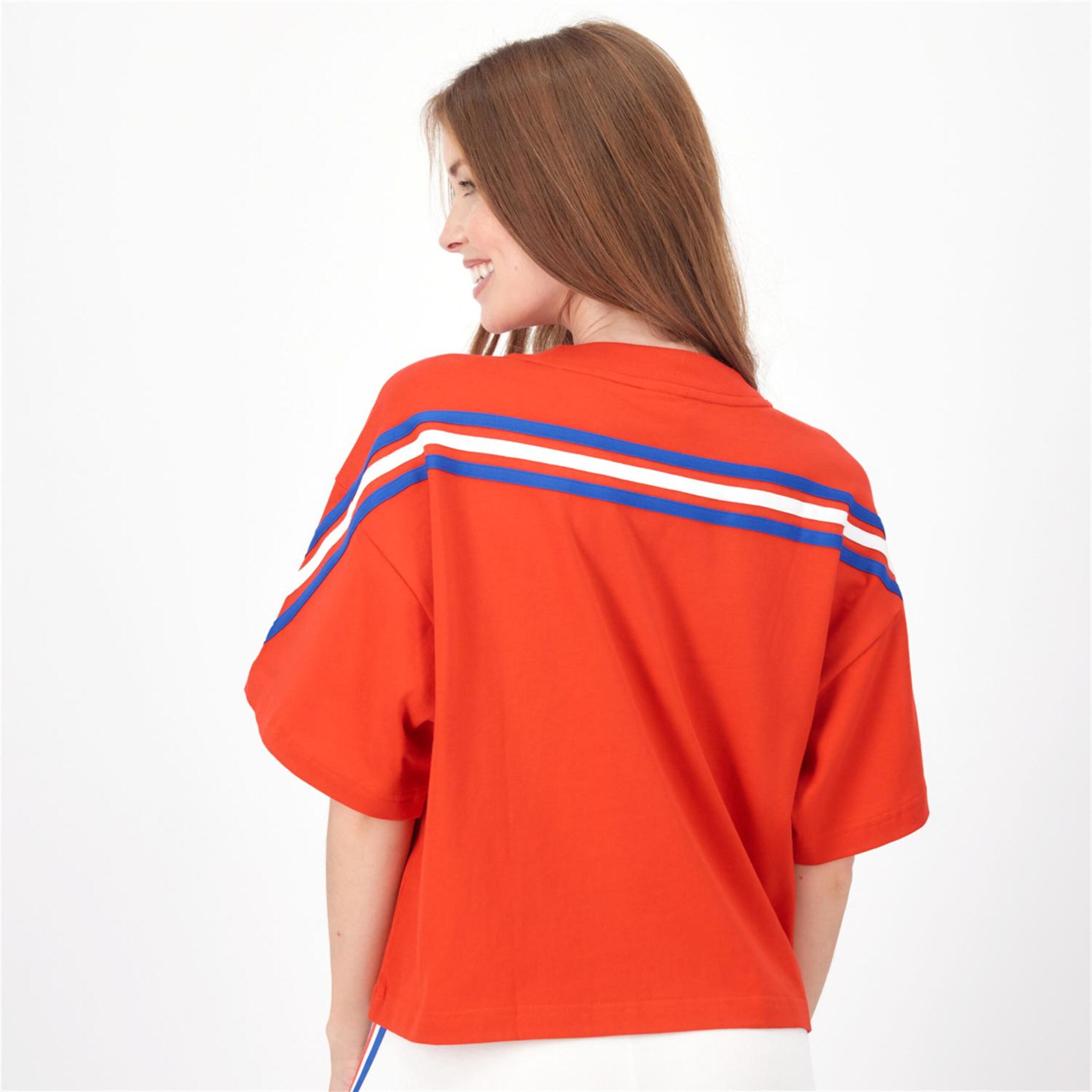 adidas 3 Stripes - Rojo - Camiseta Mujer
