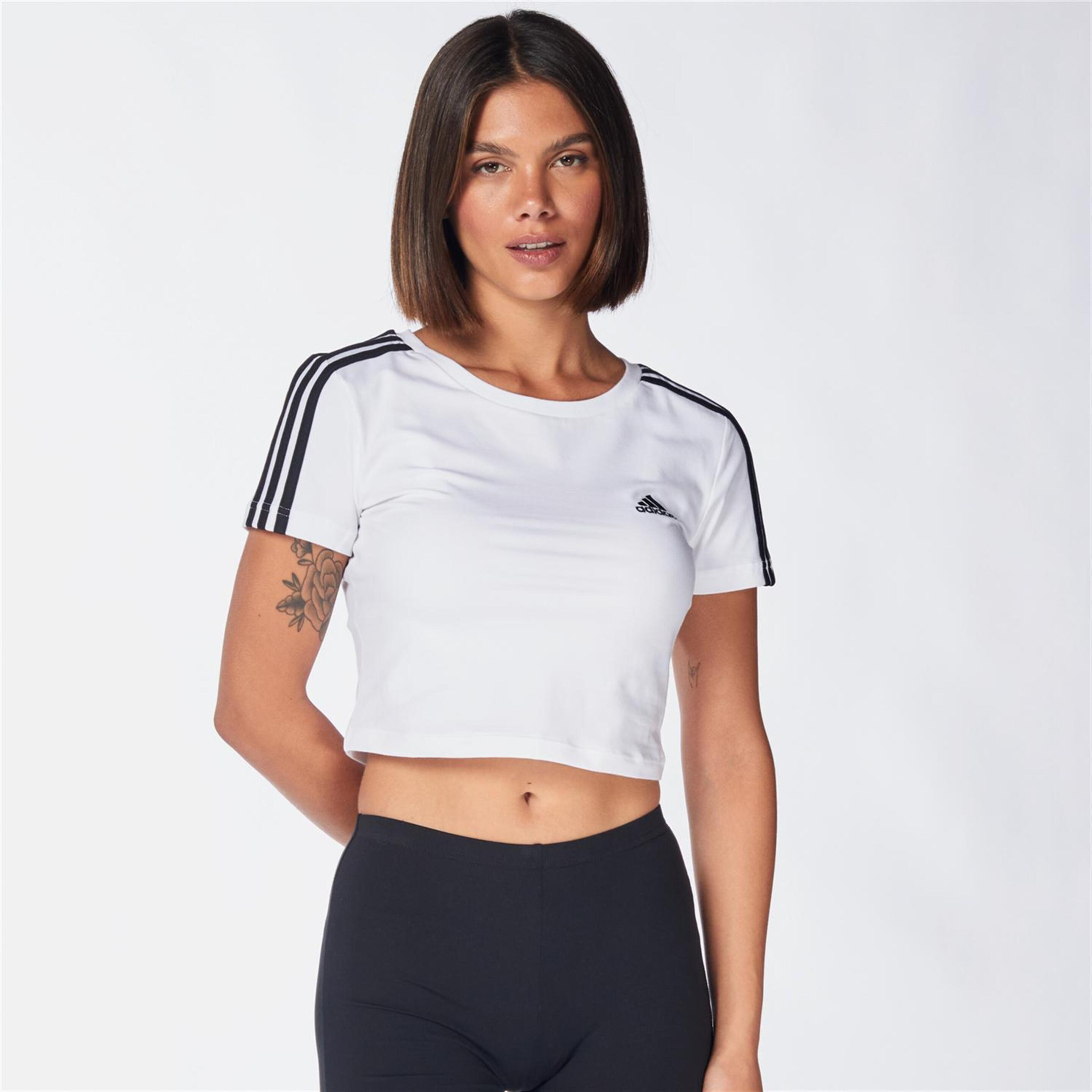 adidas 3 Stripes - blanco - Camiseta Cropped Mujer