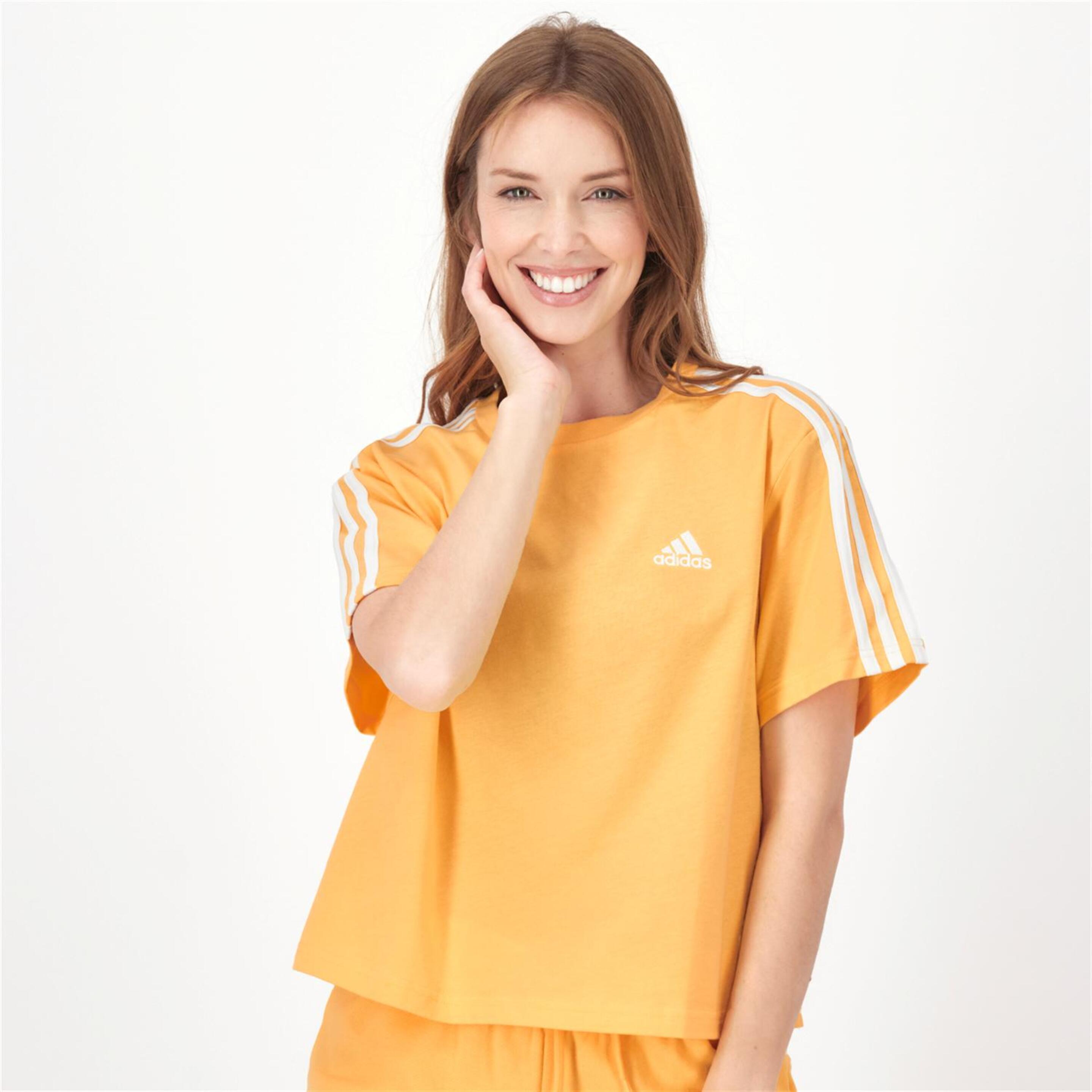 adidas 3 Stripes - amarillo - Camiseta Boxy Mujer