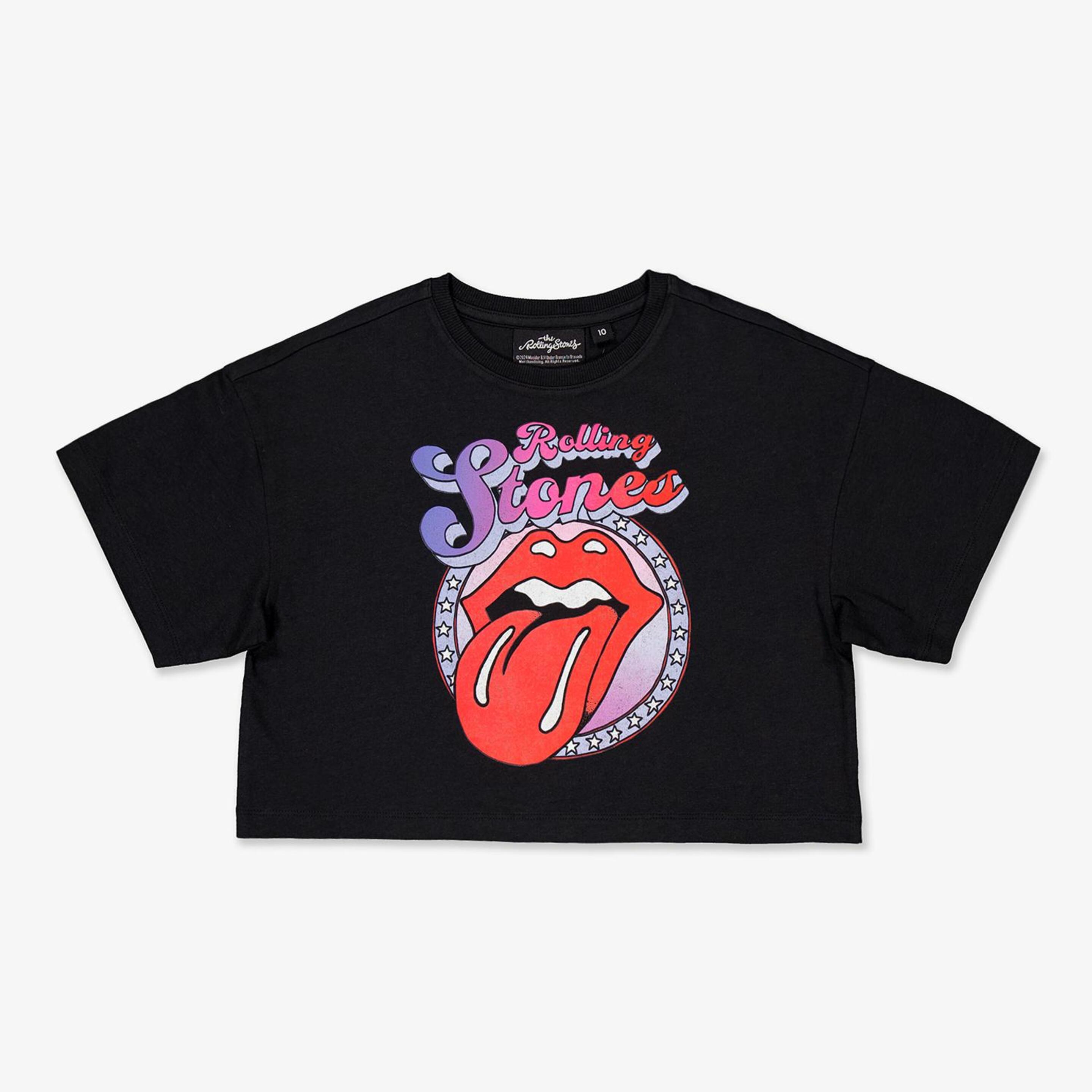 T-shirt Rolling Stones - negro - T-shirt Crop Rapariga