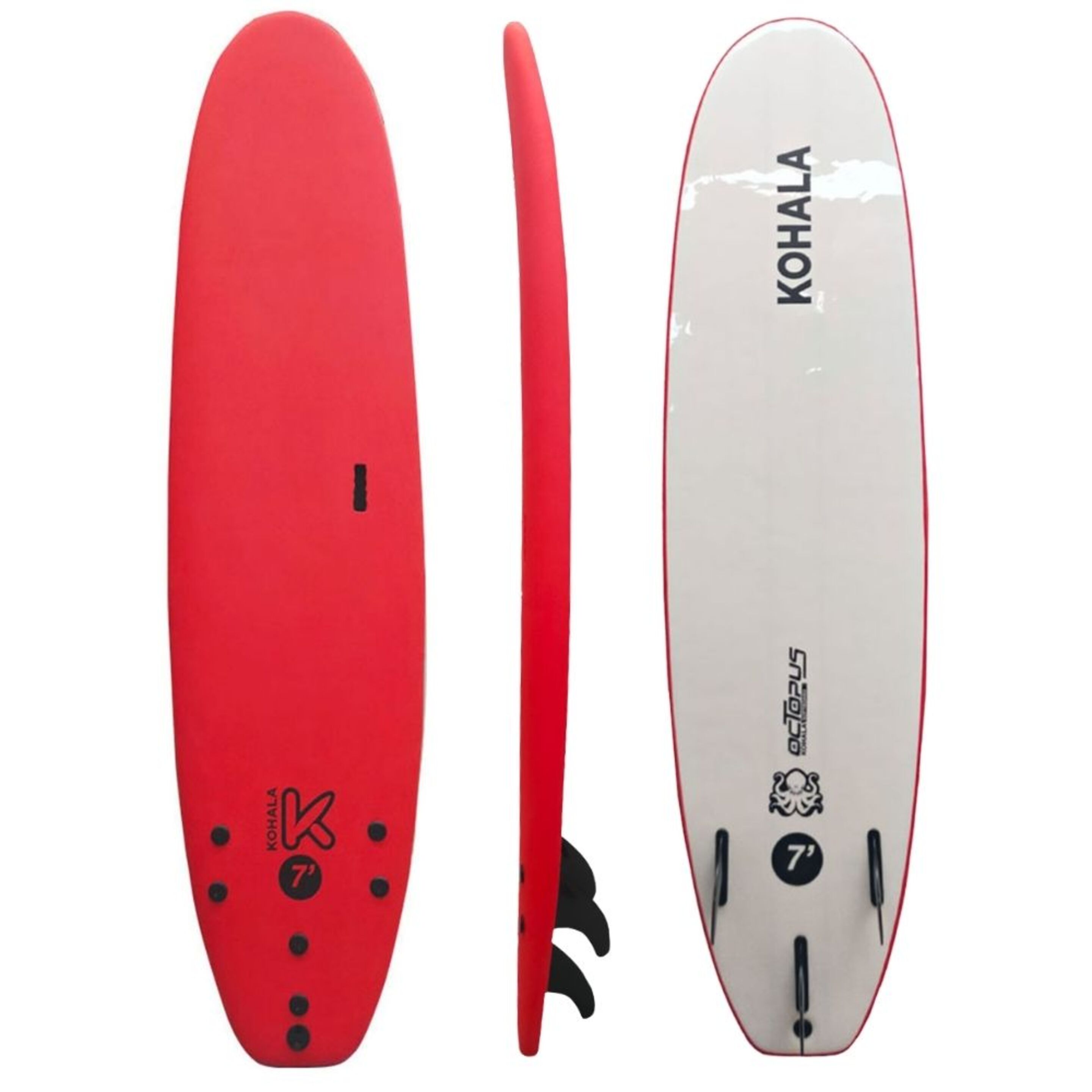 Tabla De Surf Rígida Kohala Octopus 7 Softboard - rojo-blanco - 