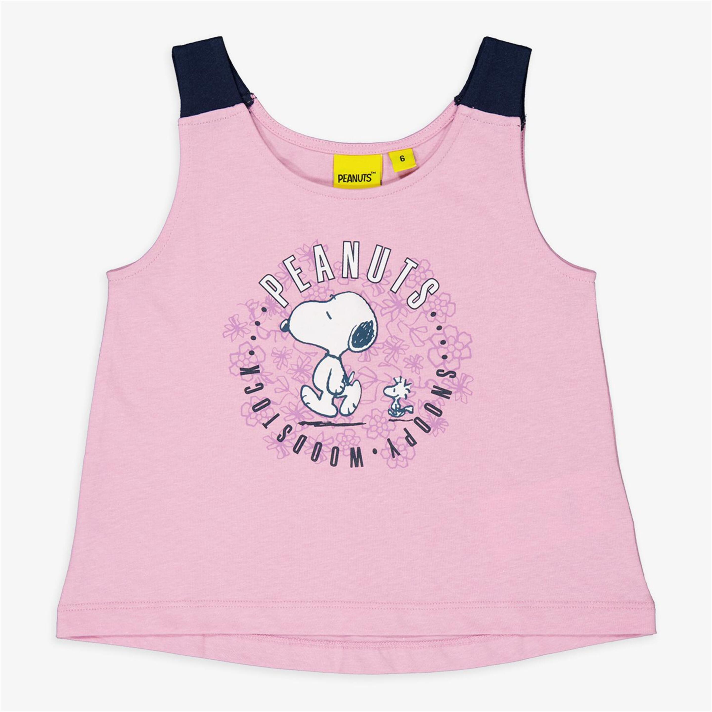 Camisola Snoopy & Woodstock - rosa - Camisola Alças Menina Peanuts