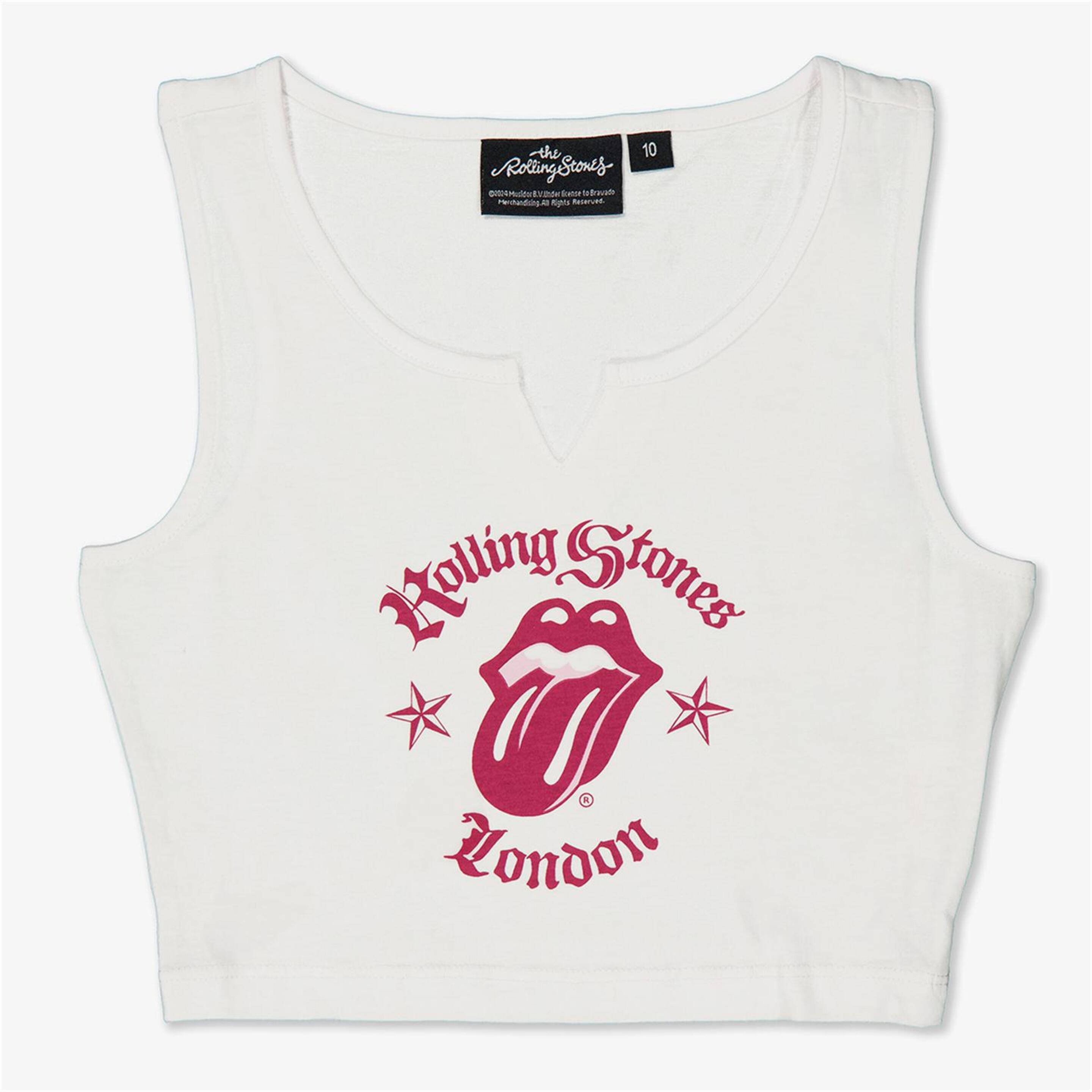 Camisola Alças Rolling Stones - blanco - Camisola Crop Top Rapariga