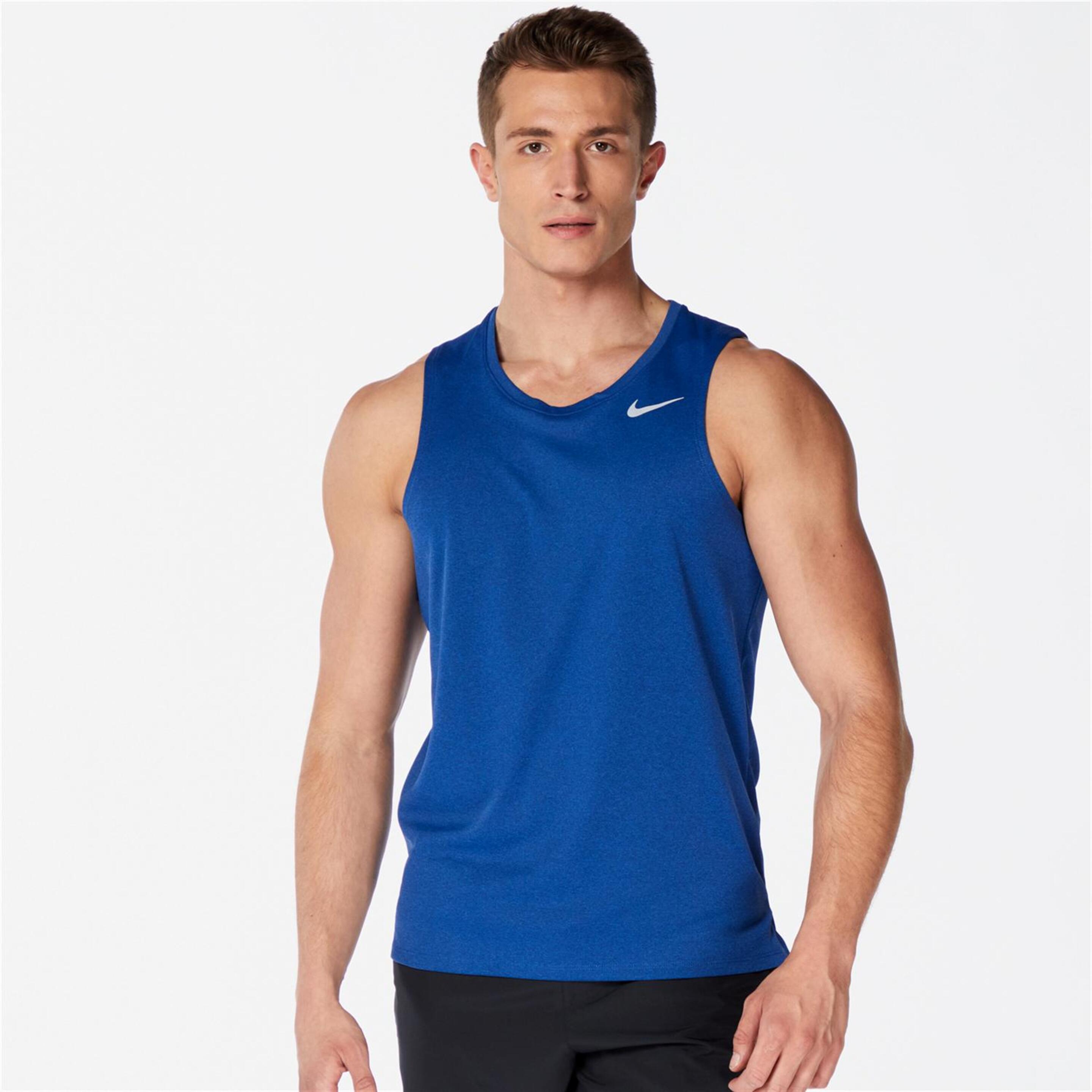 Nike Miler Tank - azul - Camisola Alças Running Homem