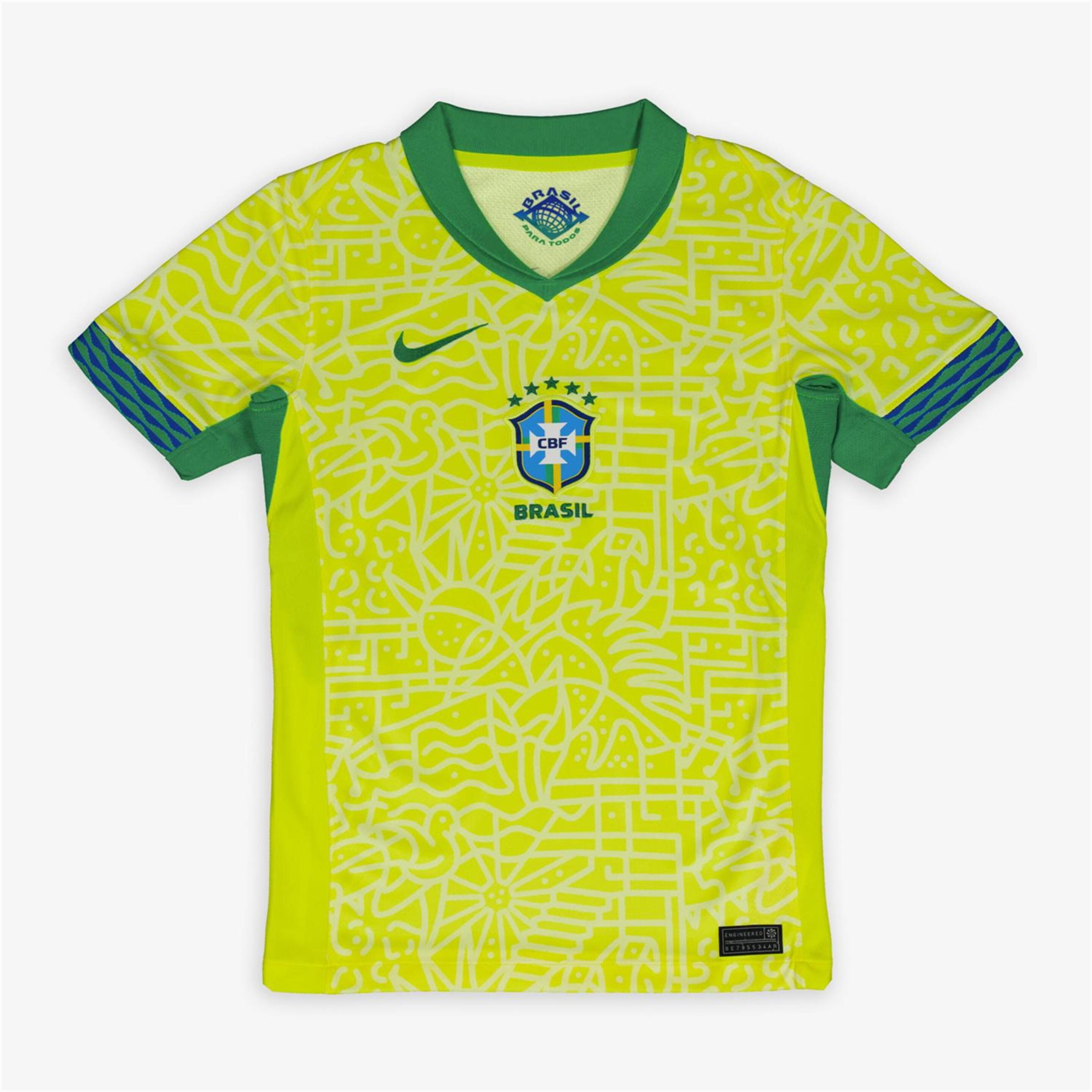 Camiseta Brasil 1ª Equipación - amarillo - Fútbol Niños