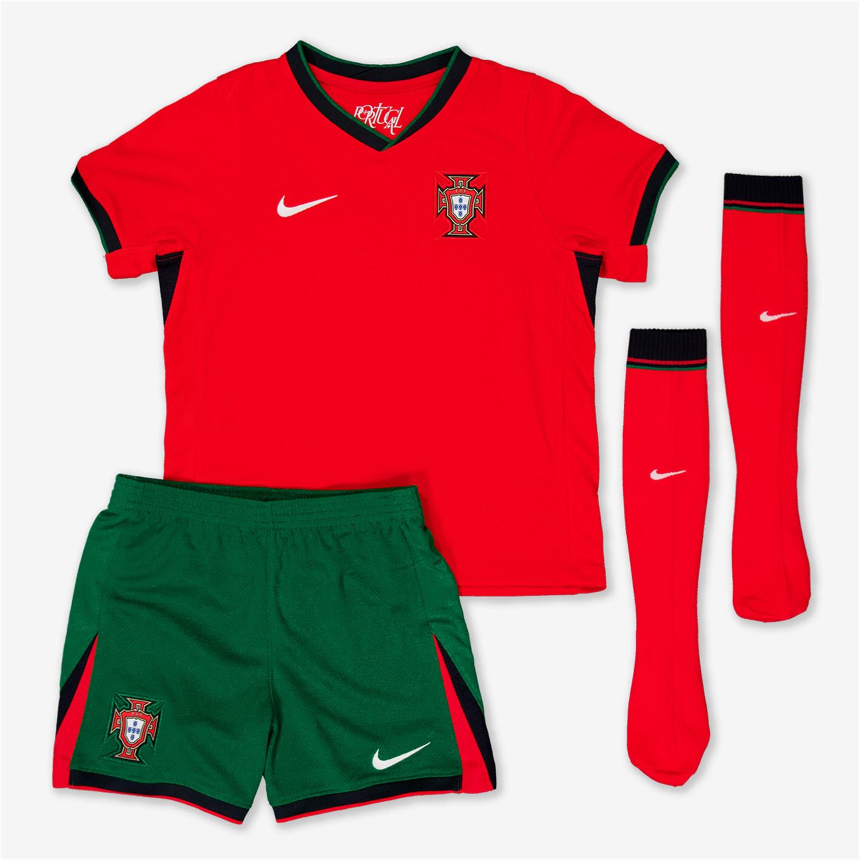 Conjunto 2º Equip. Portugal 24/25 - rojo - Futebol Criança