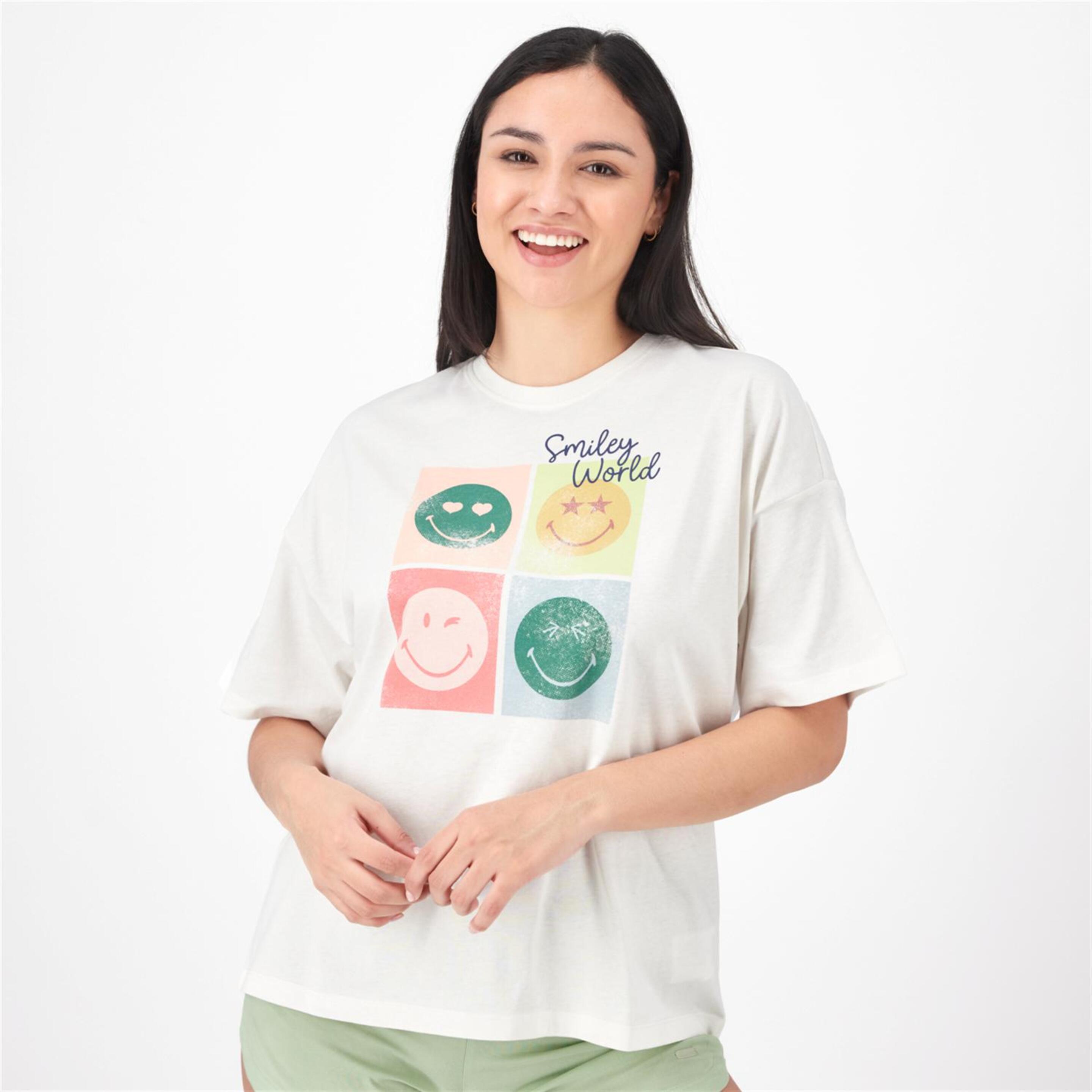 T-shirt SmileyWorld® - blanco - T-shirt Oversize Mulher