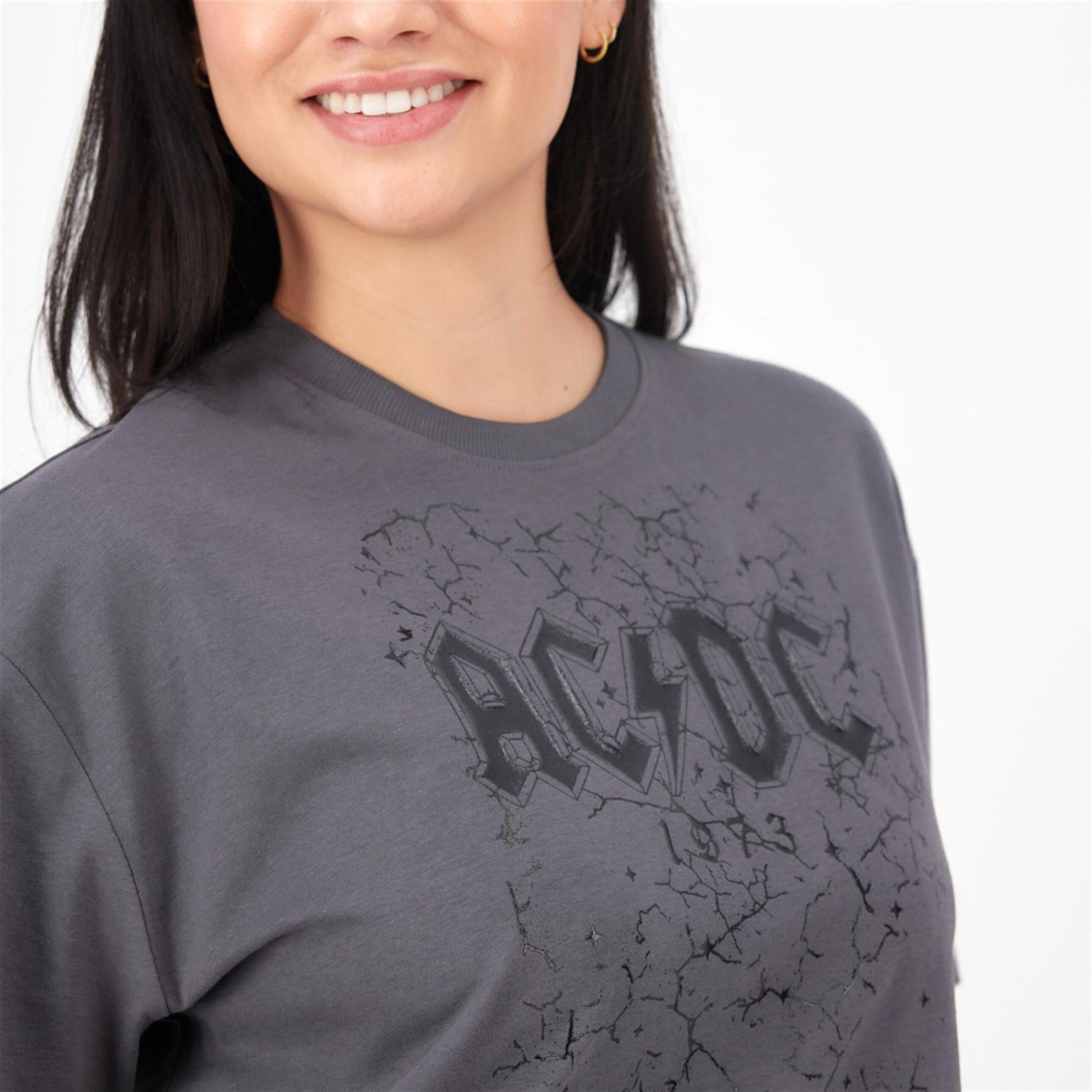 Camiseta AC/DC - Antracita - Camiseta Boxy Mujer