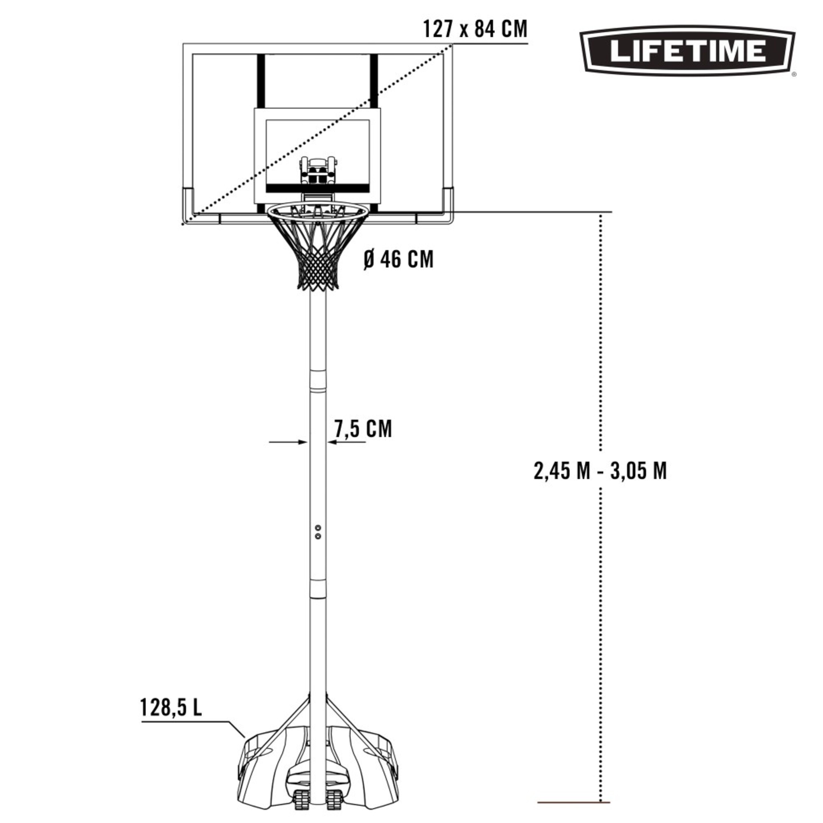 Canasta Baloncesto Ultrarresistente Altura Regulable Lifetime Uv100 50 - Negro/Gris  MKP