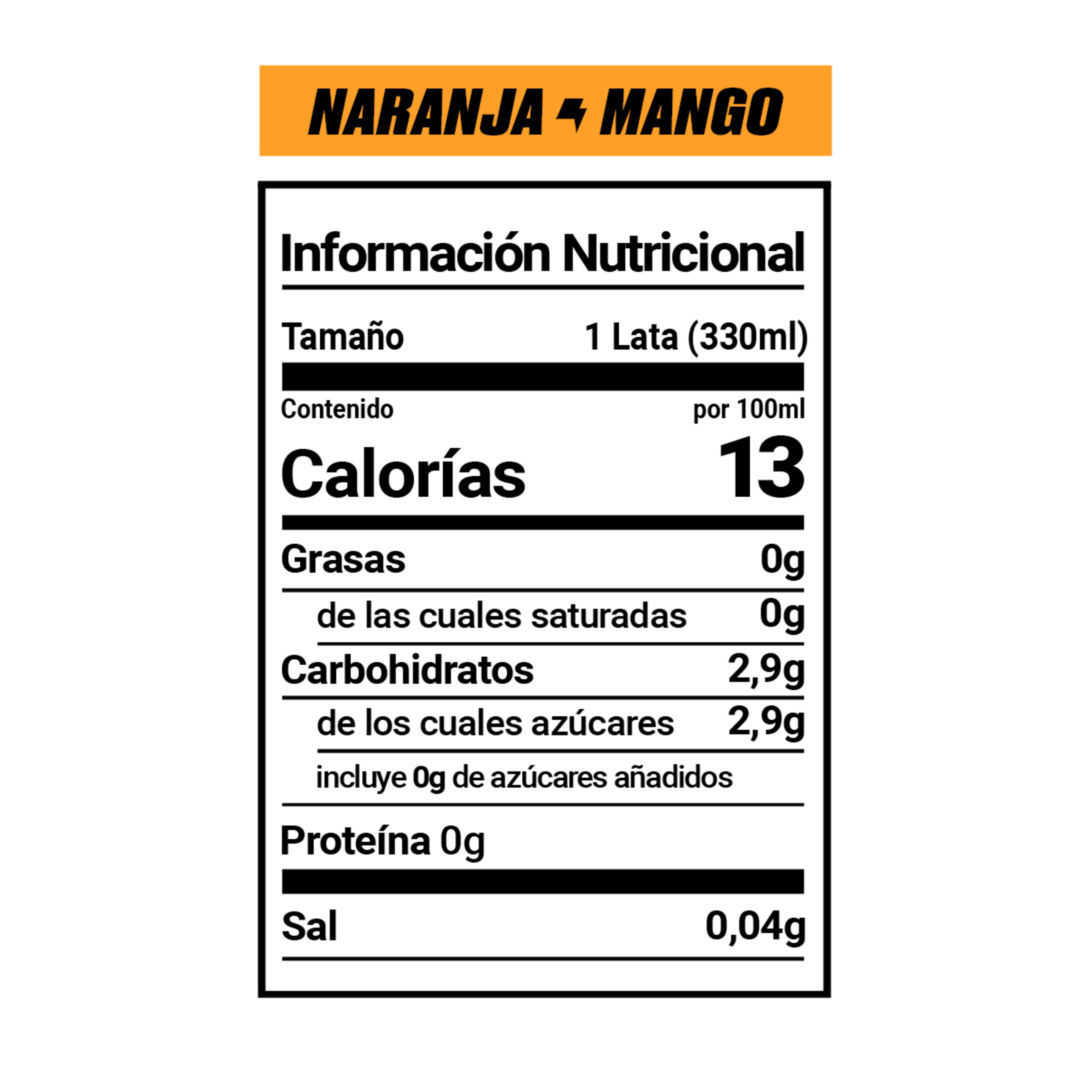 Pack 24 Latas Raw Superdrink De Naranja Y Mango