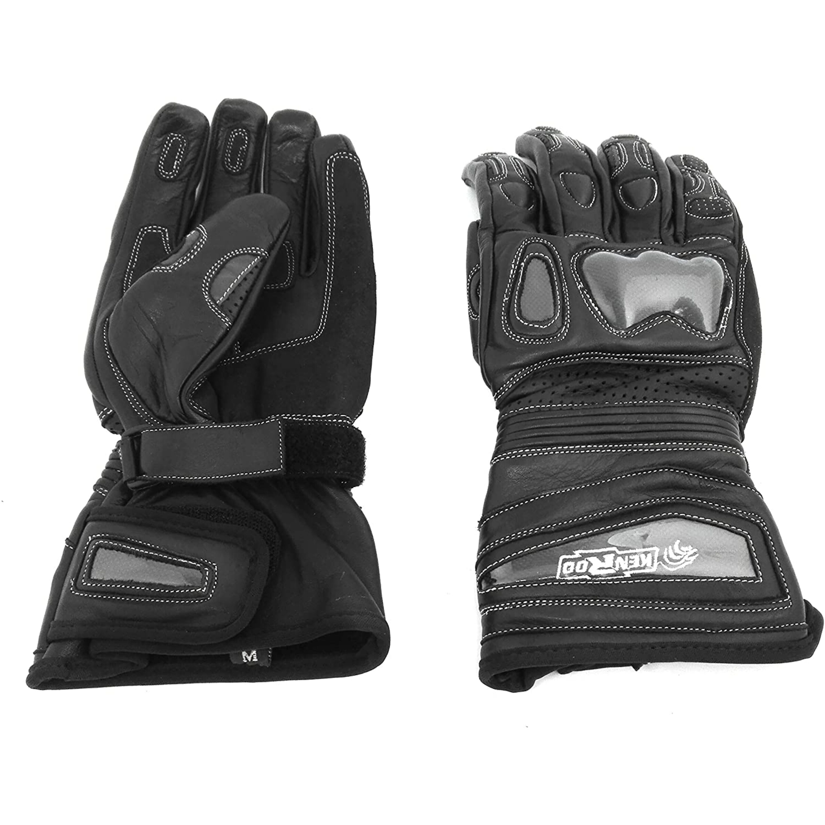 Kenrod Guantes Moto Anti-deslizante De Piel Con Protecciones Para Motocicleta Color Negro Talla S