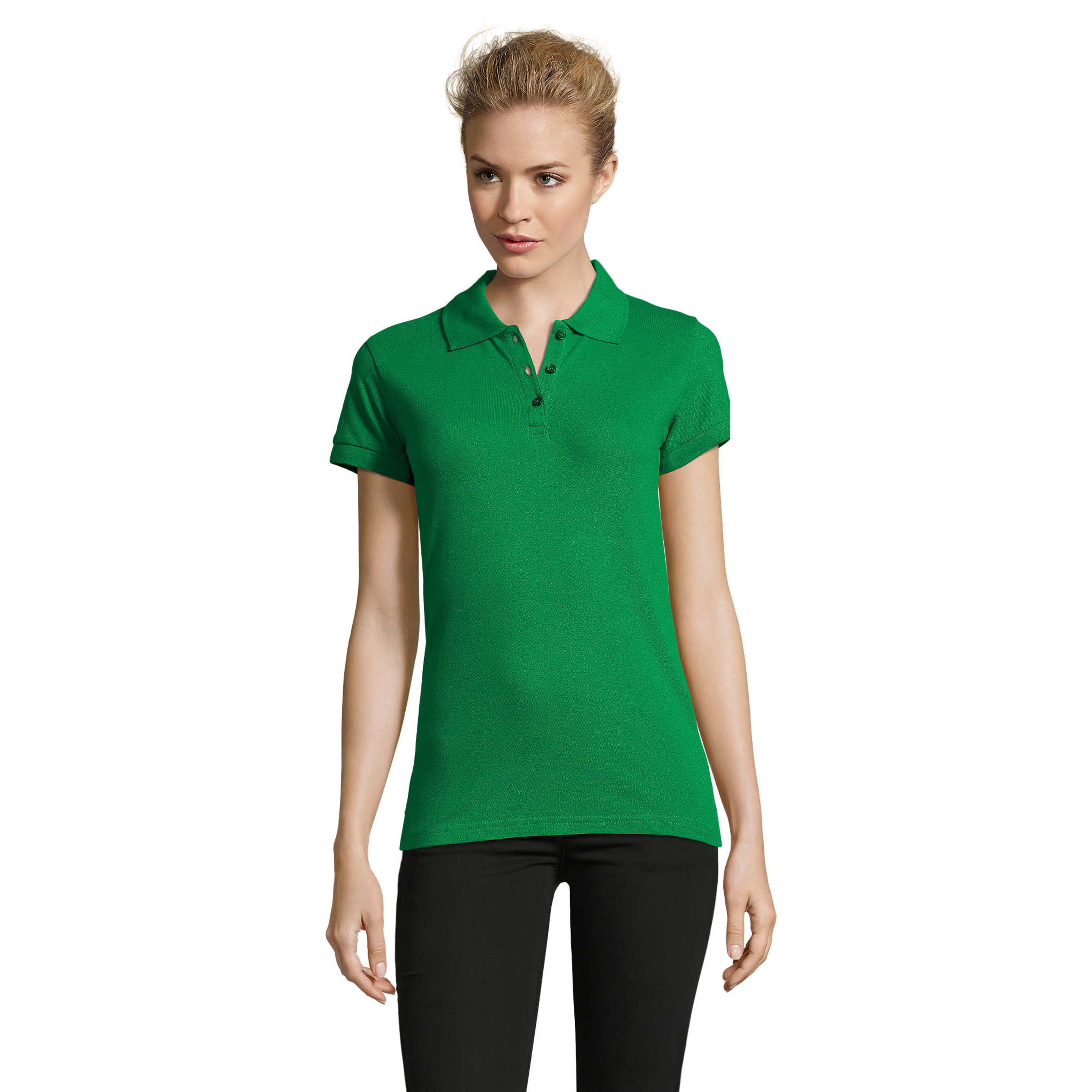 Camisa Polo De Manga Curta Perfeita Para Mulheres - verde-oscuro - 