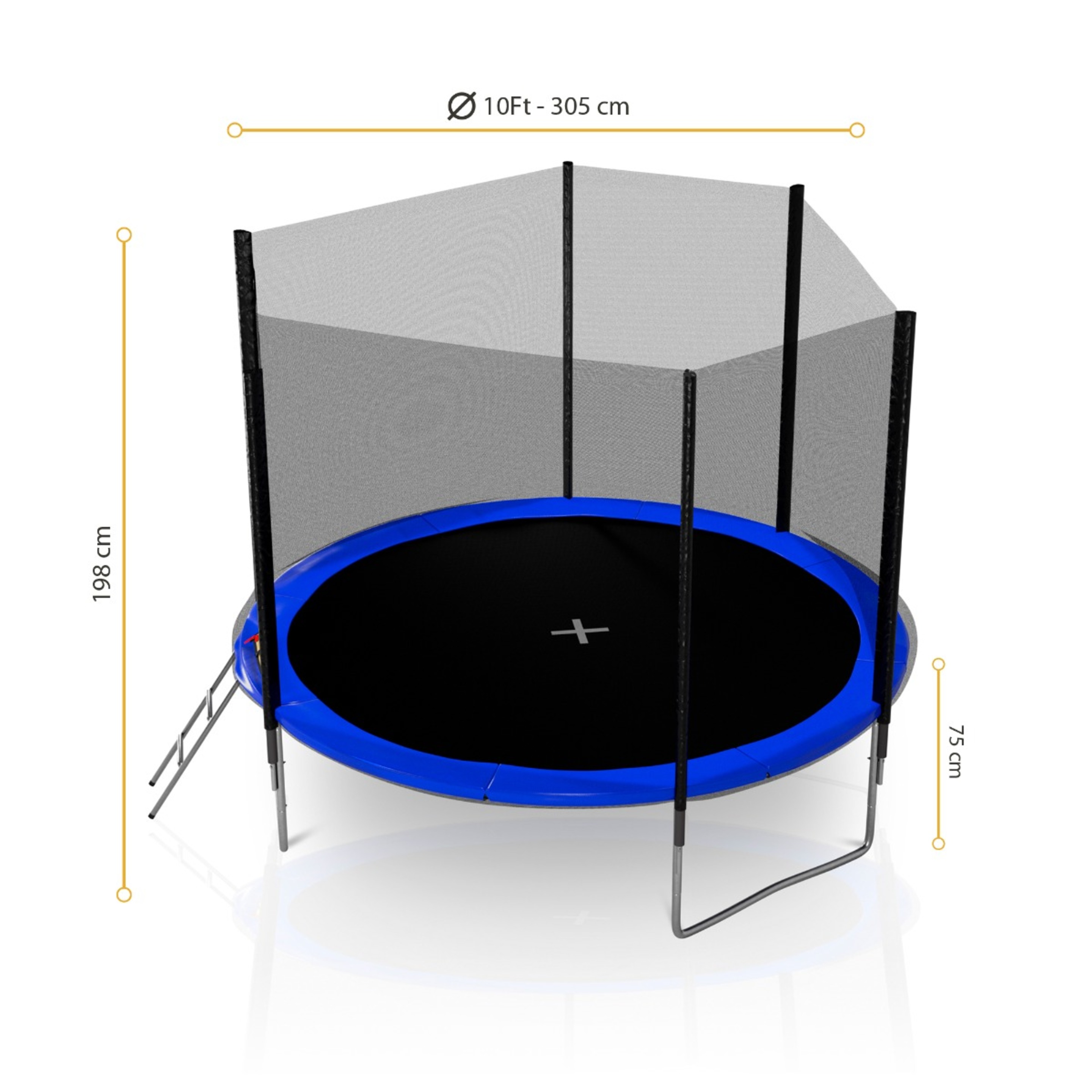 Cama Elástica Con Red Exterior, Diámetro 305 Cm - 8 Postes, Varios Colores (azul)