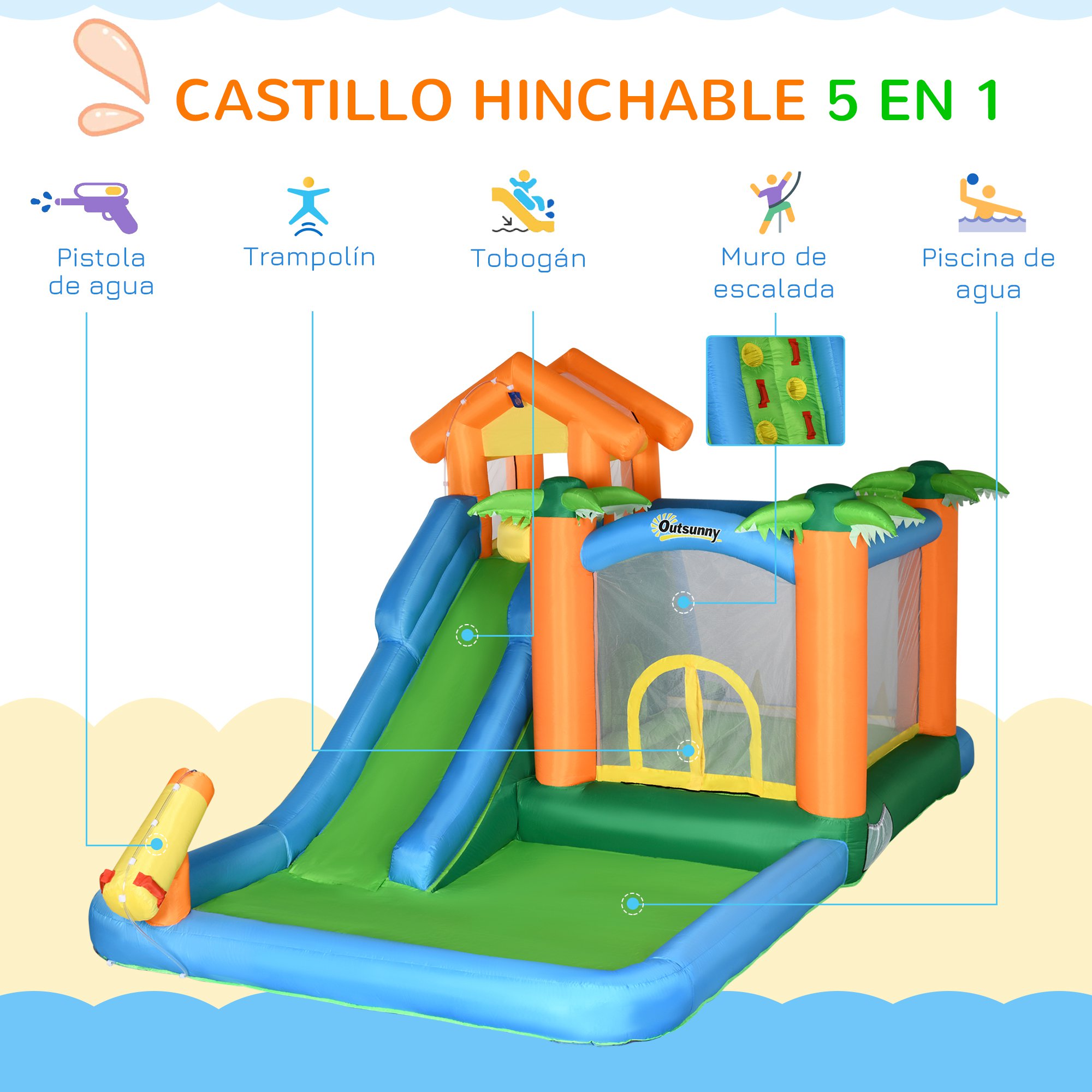 Castillo Hinchable Acuático Outsunny 342-060v90