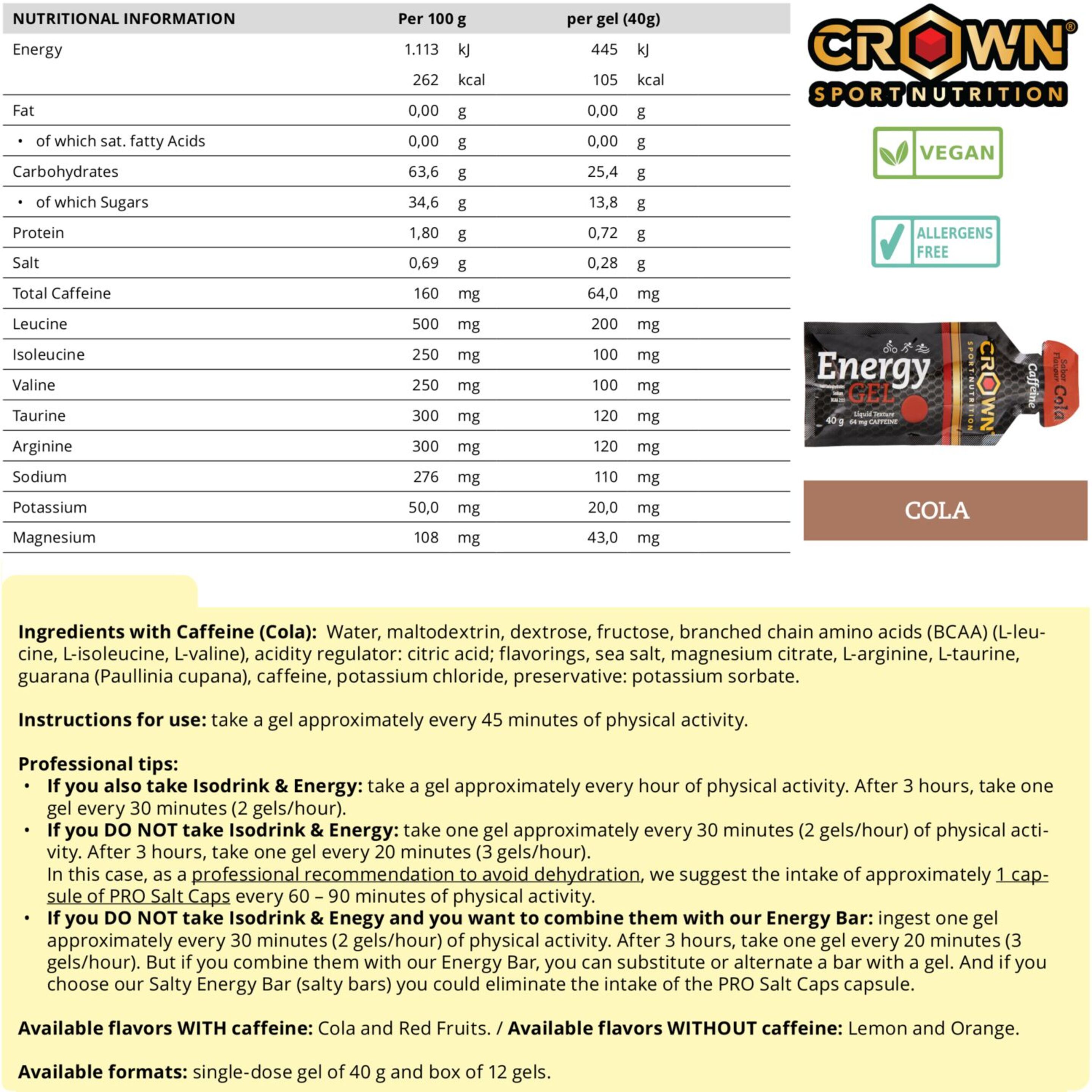 Geles Energéticos ‘energy Gel‘ De 40 G Cola Con Cafeína