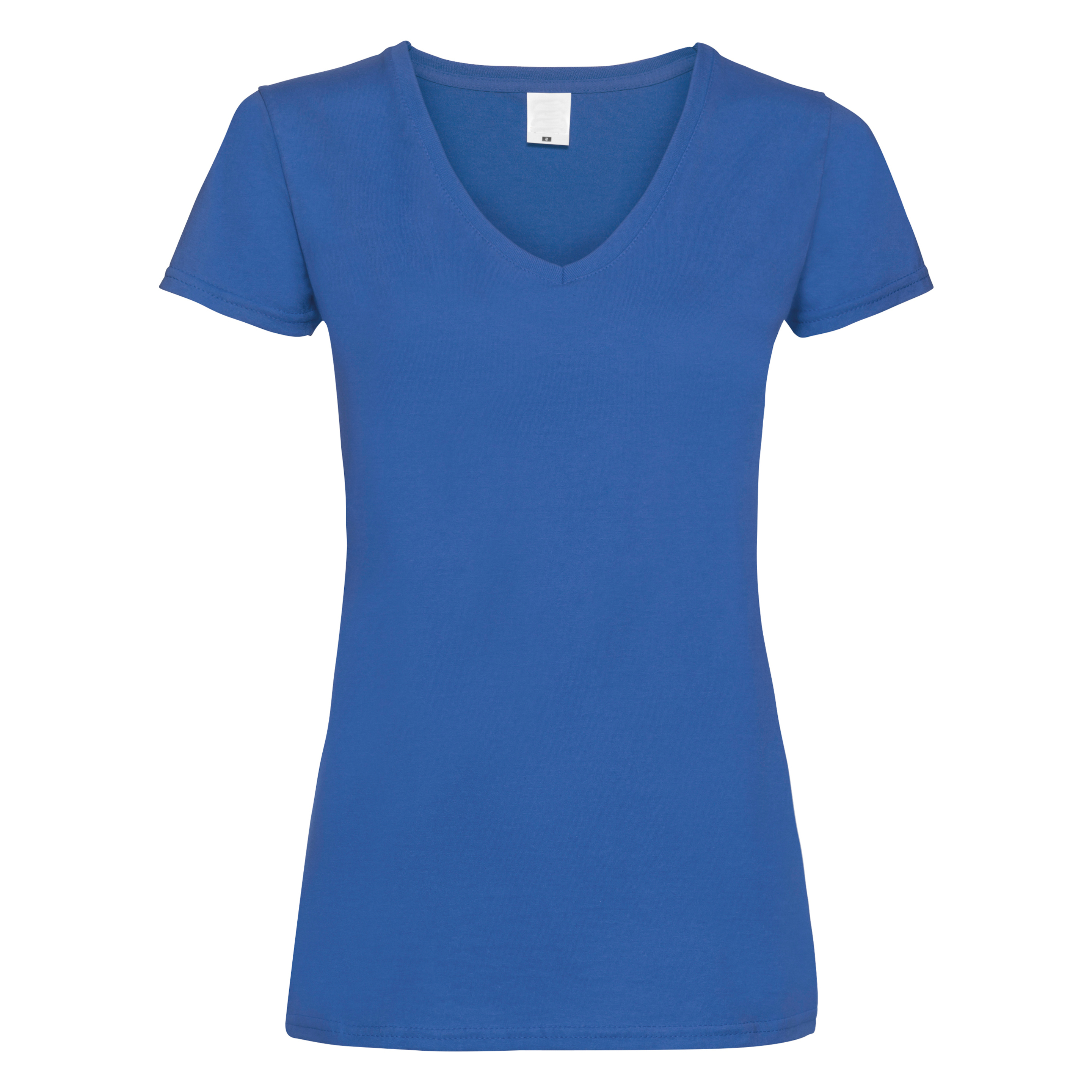 Camiseta Entallada De Manga Corta Y Cuello En V Universal Textiles - azul - 
