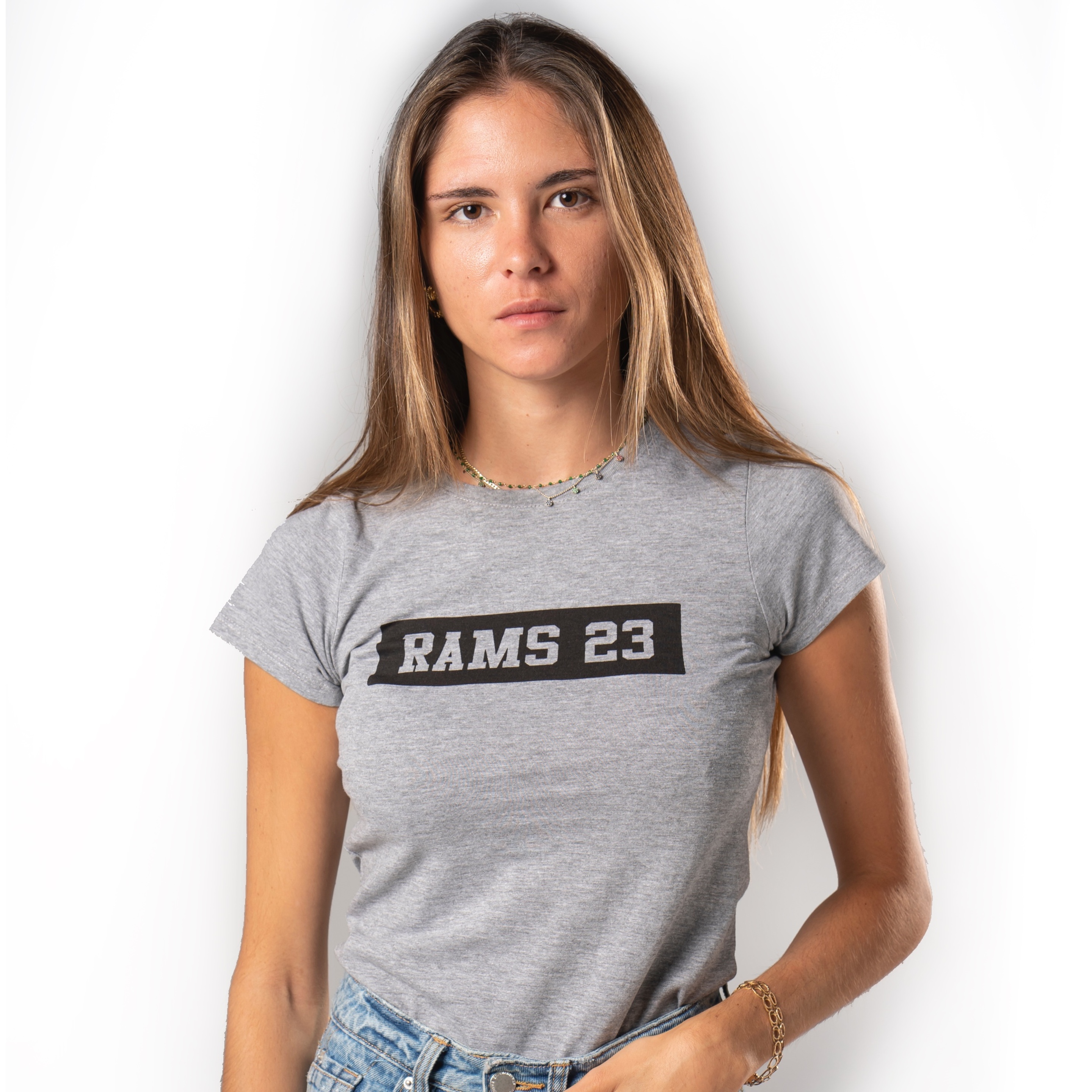 Camiseta Rams 23 Estampado Rectangular Larga - gris - 