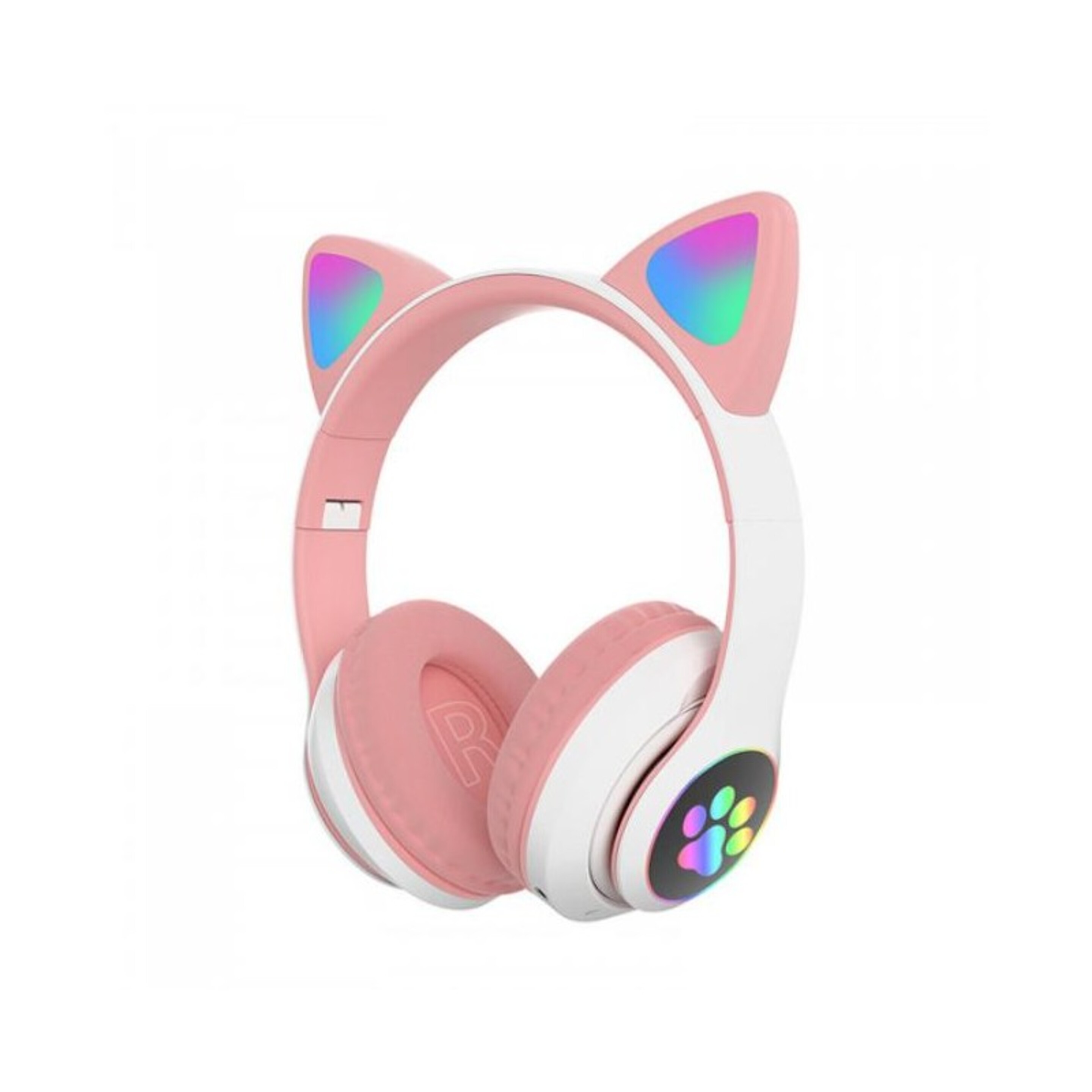 Auscultadores Bluetooth Smartek Orelhas De Gato Com Luz Led - rosa - 