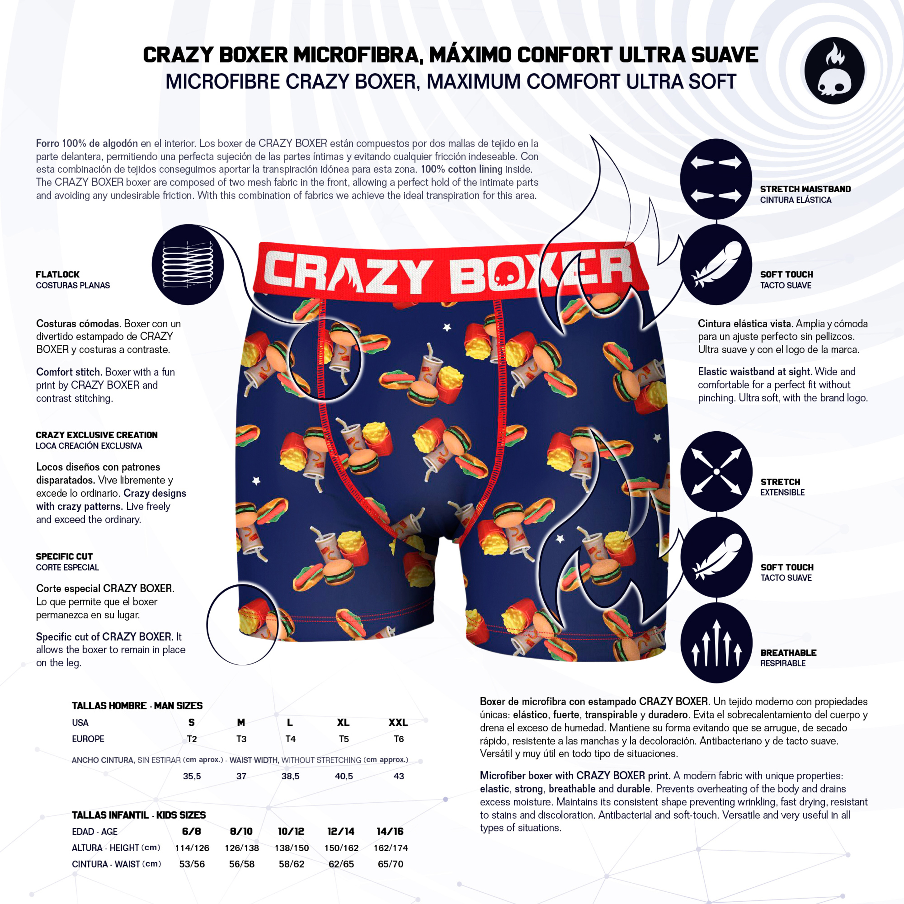 Calzoncillo Hamburguesas Crazy Boxer - Multicolor  MKP