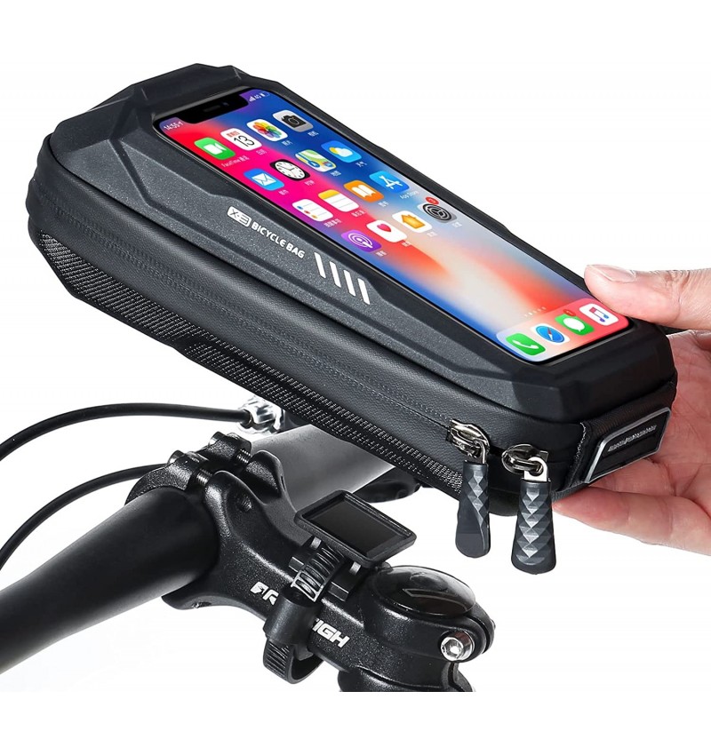 Bolsa Para Bicicleta Ded Impermeable Para Teléfonos De Hasta 6,8" - negro - 