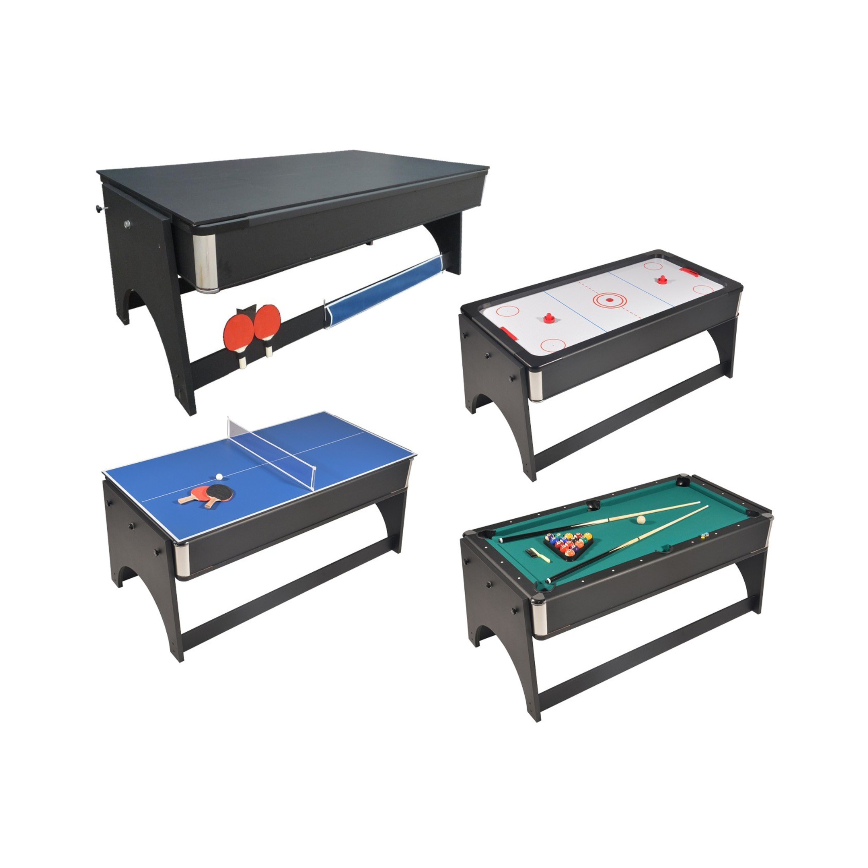 Mesa Multijuegos 4 En 1 Air Hockey, Ping Pong, Billar Y Mesa De Comedor - 183 X 91 X 81 Cm