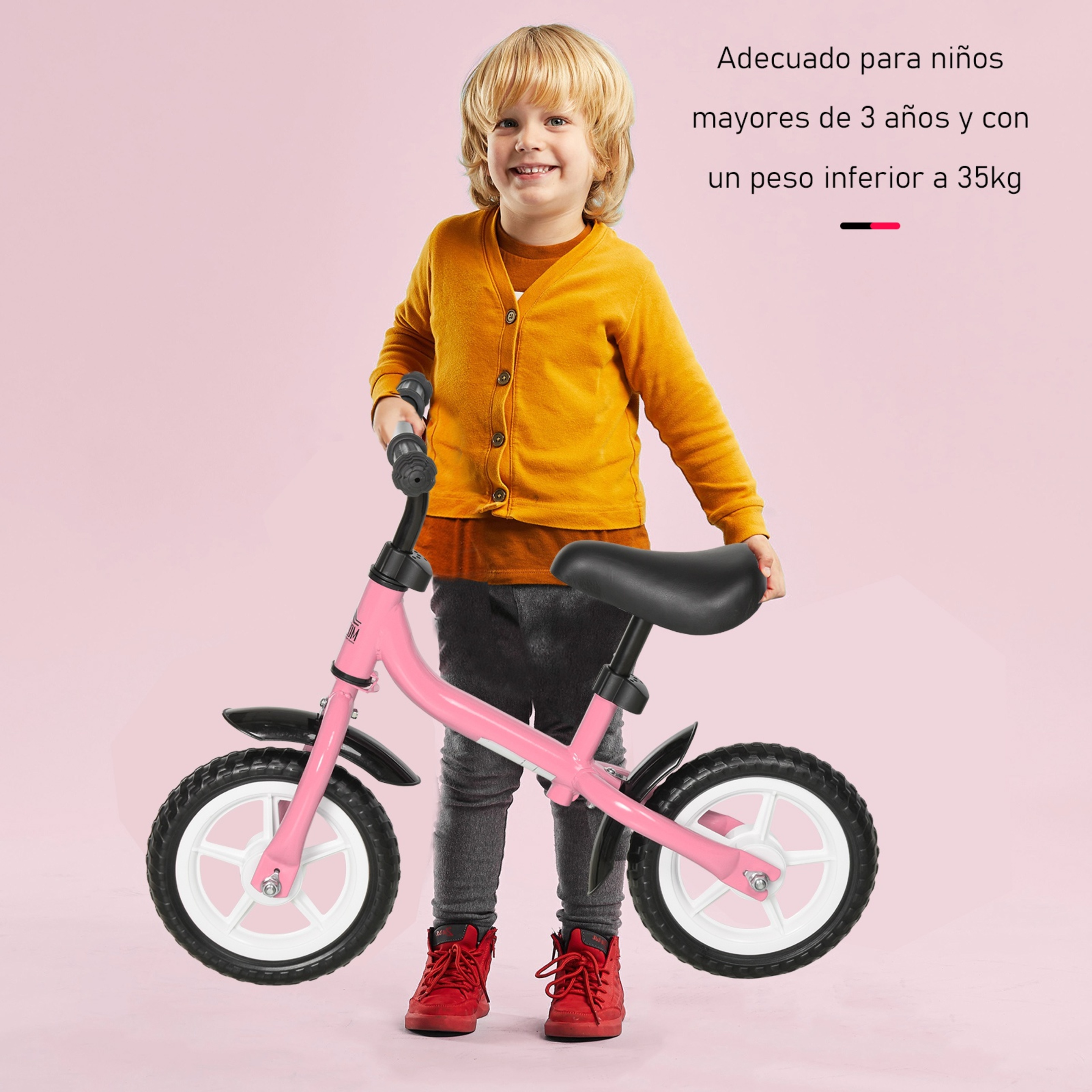 Homcom Bicicleta Sin Pedales Infantil Altura Ajustable Para Principiantes Con Ruedas Con