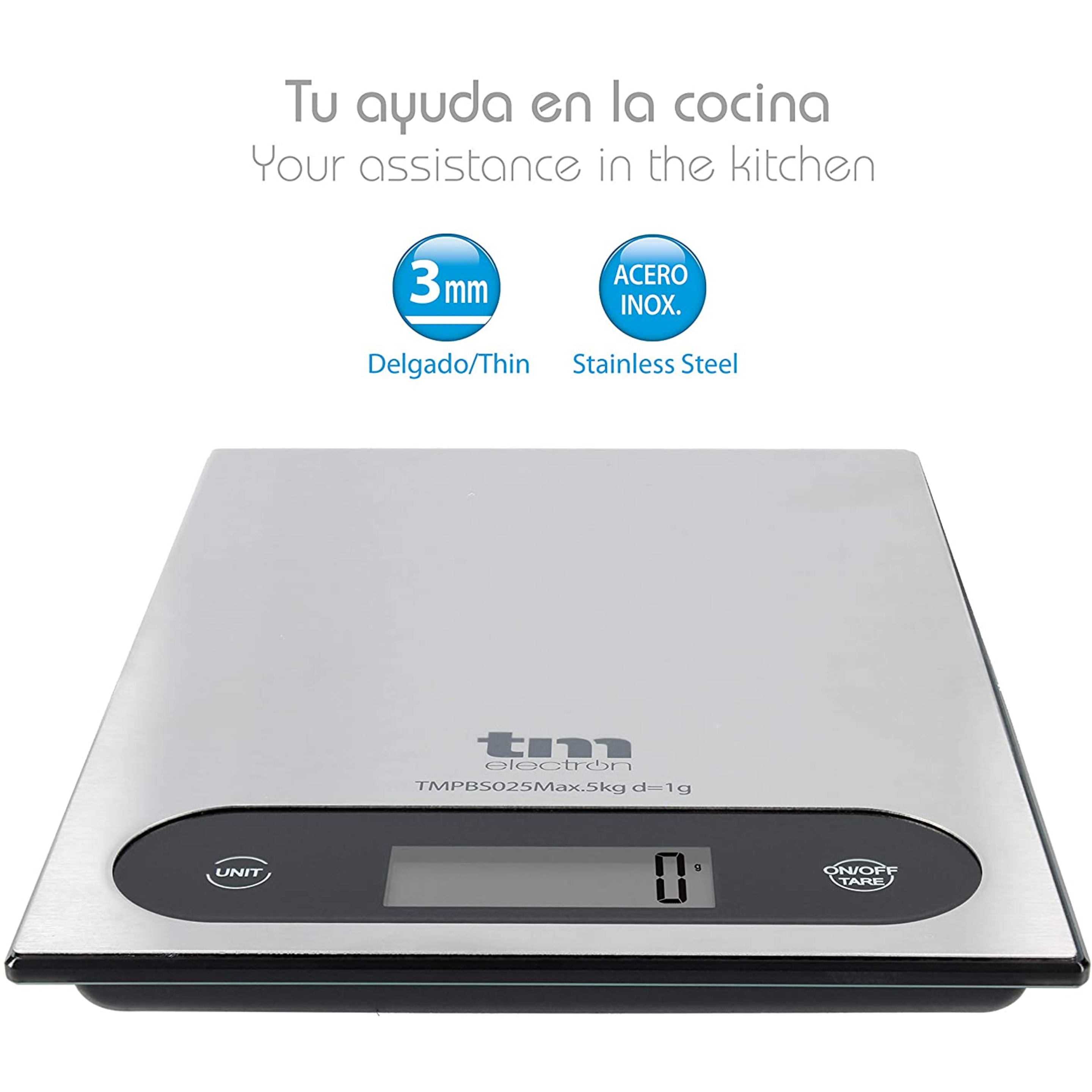 Báscula De Cocina 5kg Tm Electron Acero Inox