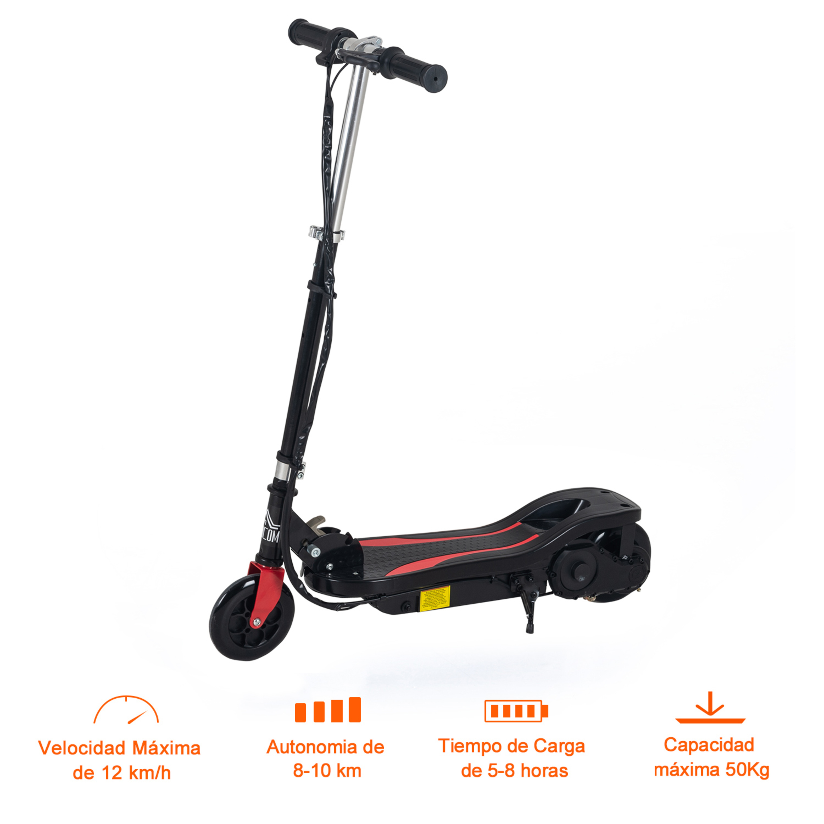 Homcom Patinete Eléctrico Altura Ajustable Scooter Eléctrico Plegable Con Interruptor De Arranque Fr