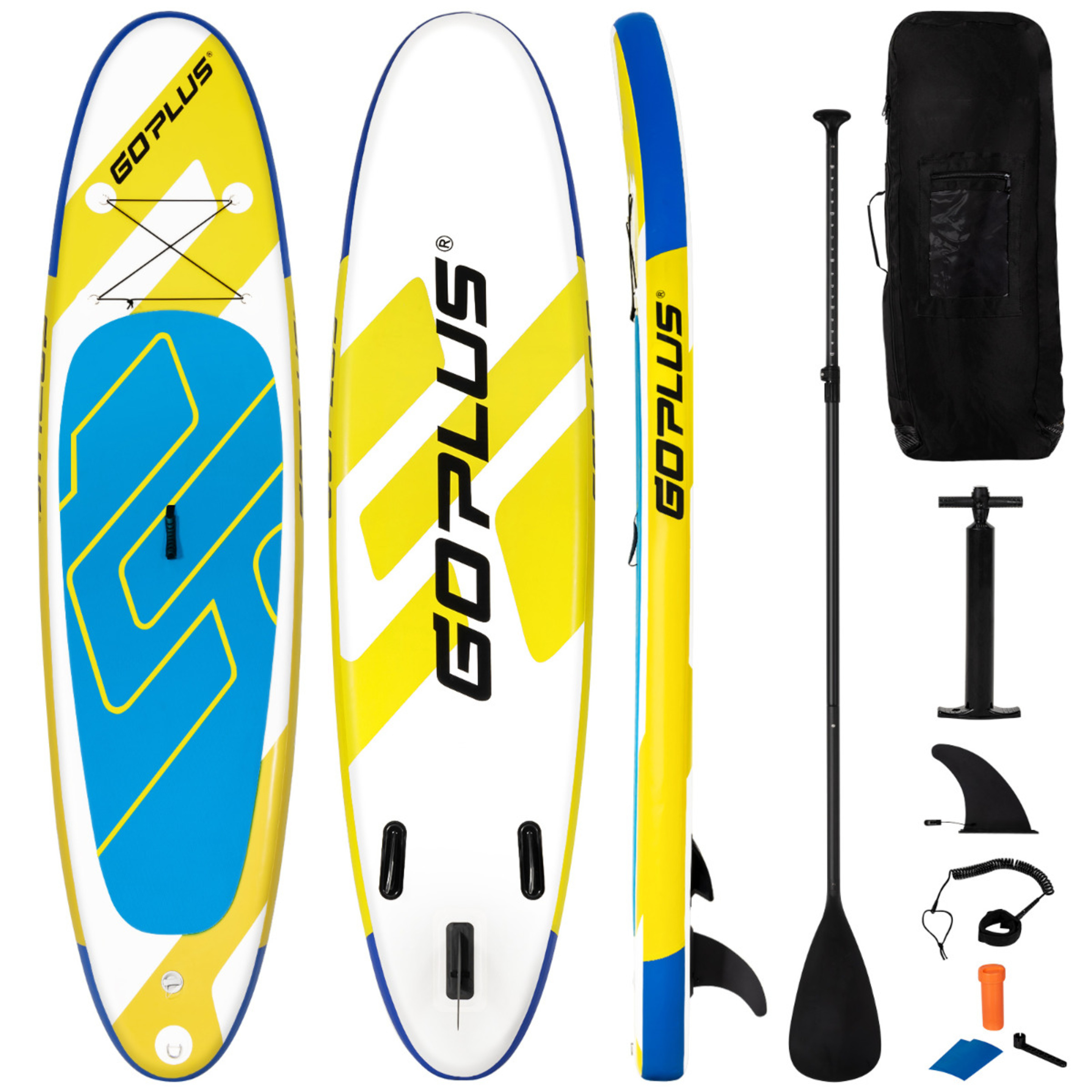 Tabla De Paddle Surf Inflable Costway 305 Cm - blanco-amarillo - 